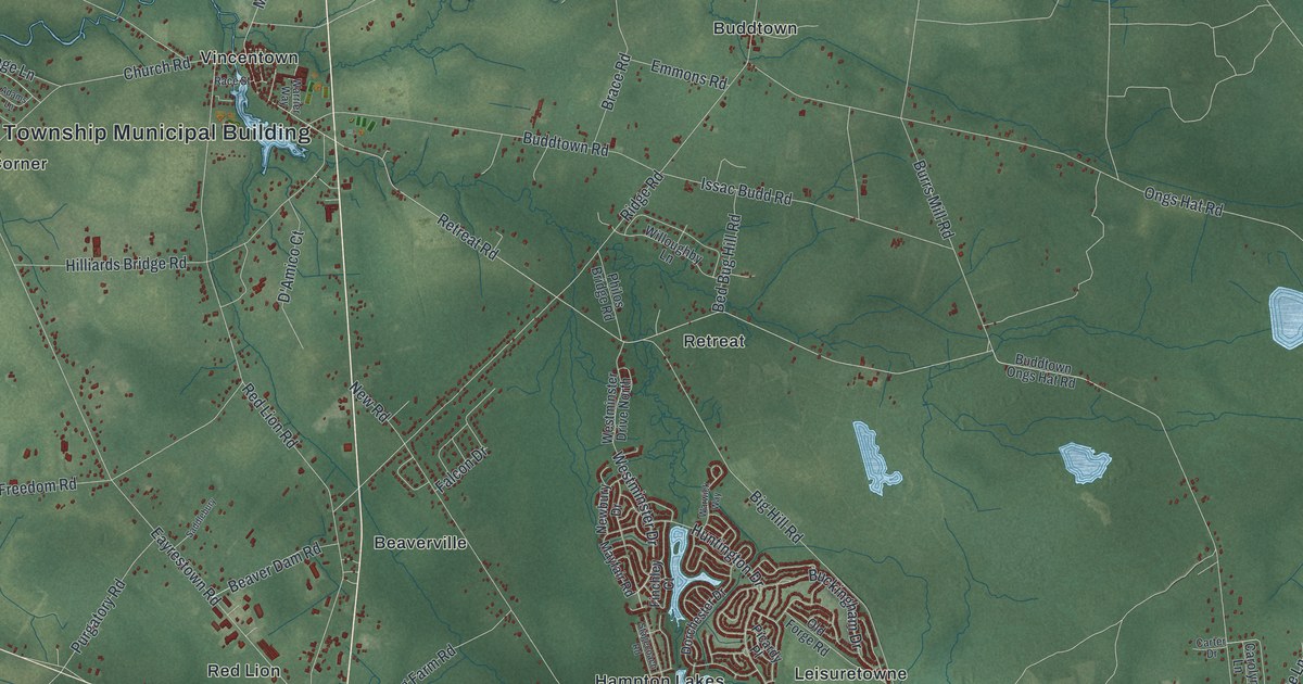Map of Southampton, New Jersey