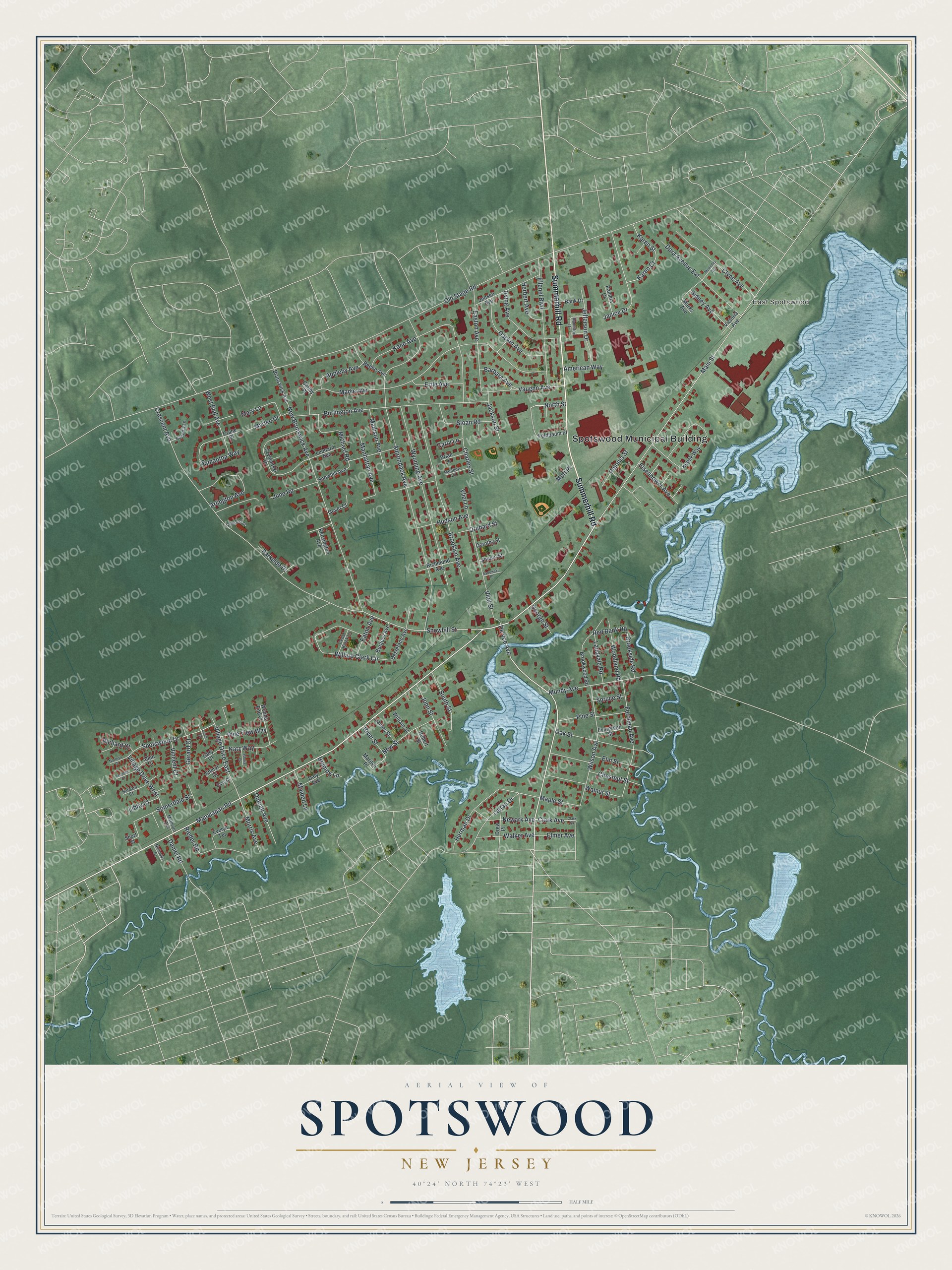 Watermarked full-map preview of Spotswood, New Jersey