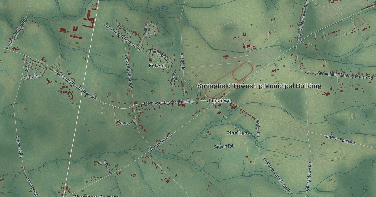 Map of Springfield, Burlington County, New Jersey
