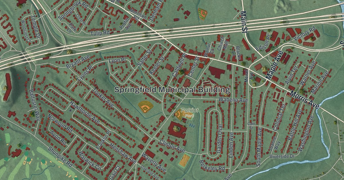 Map of Springfield, Union County, New Jersey