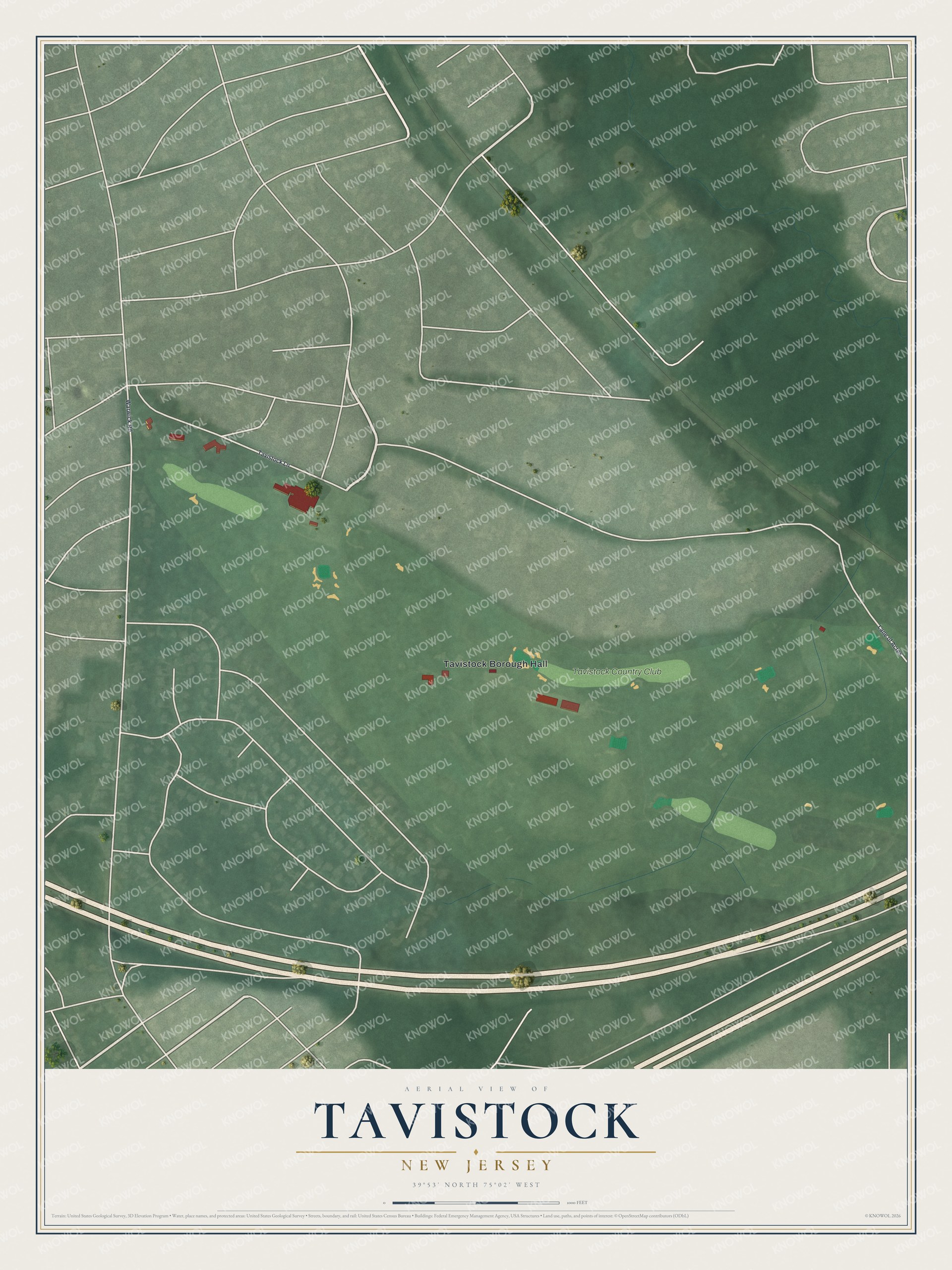 Detailed map of Tavistock, New Jersey, showing streets and buildings
