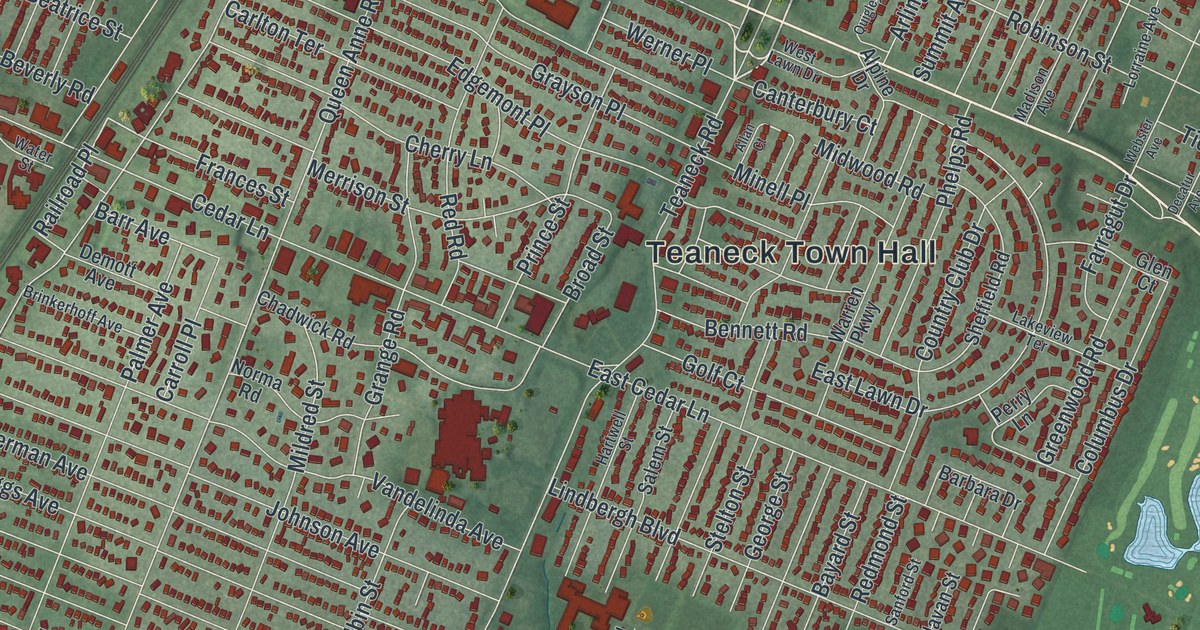 Map of Teaneck, New Jersey