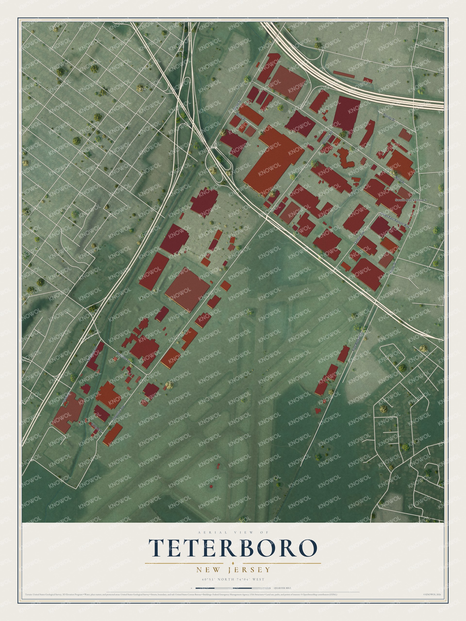 Watermarked full-map preview of Teterboro, New Jersey