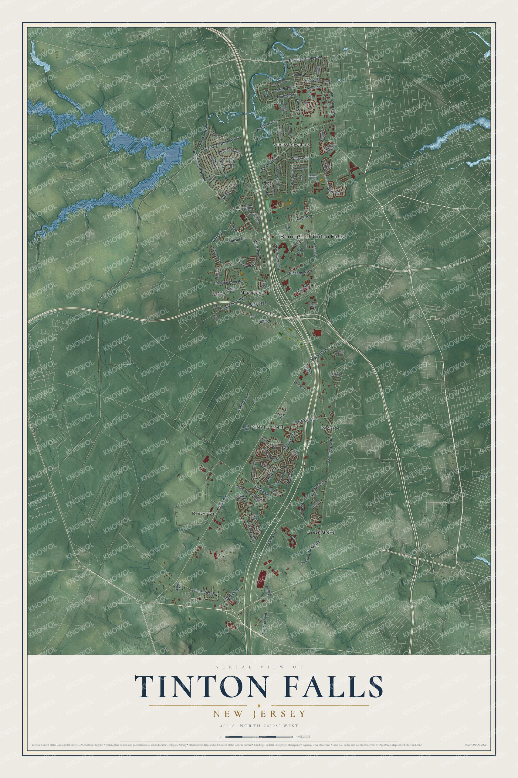 Watermarked full-map preview of Tinton Falls, New Jersey