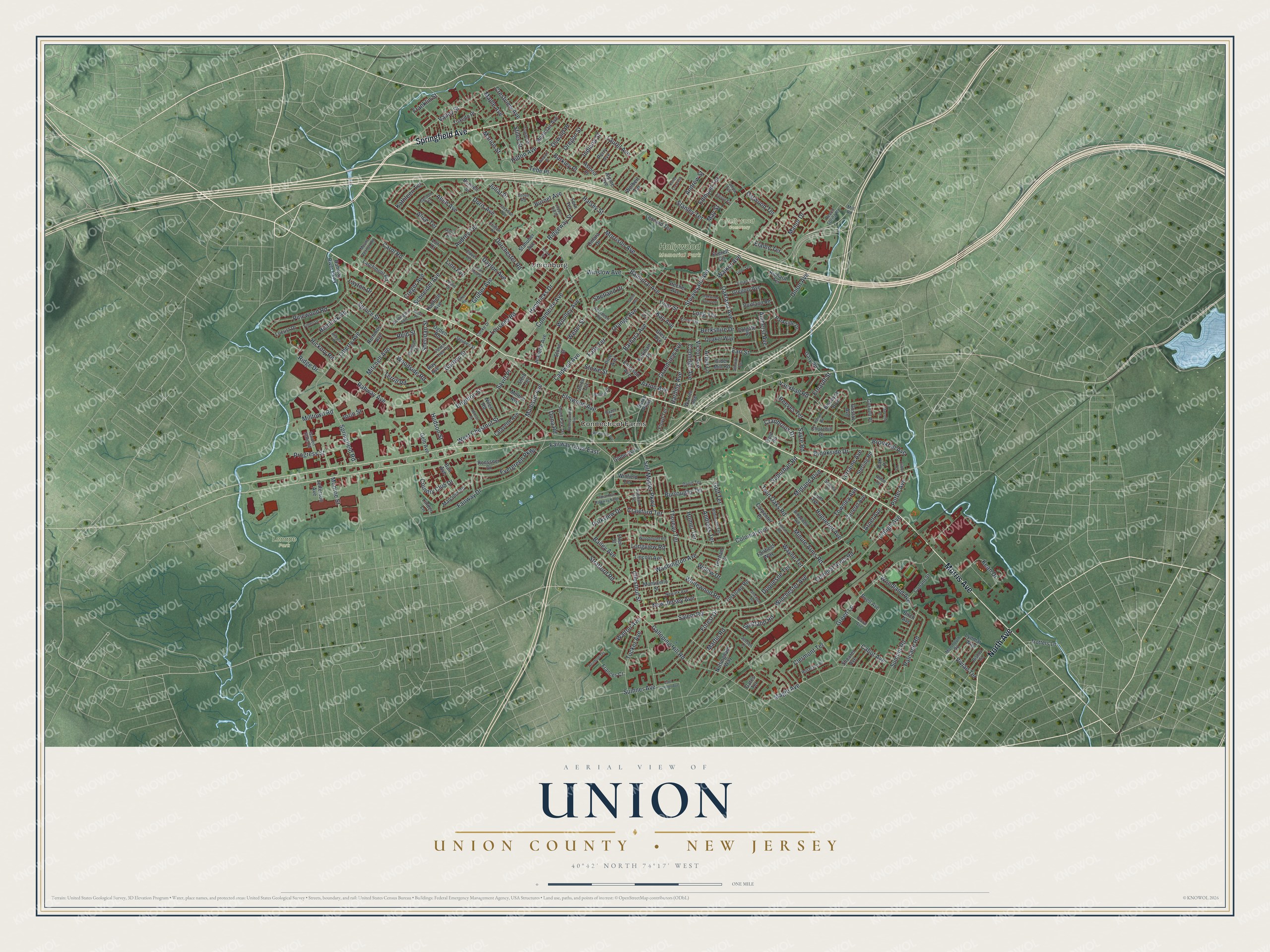 Watermarked full-map preview of Union, New Jersey