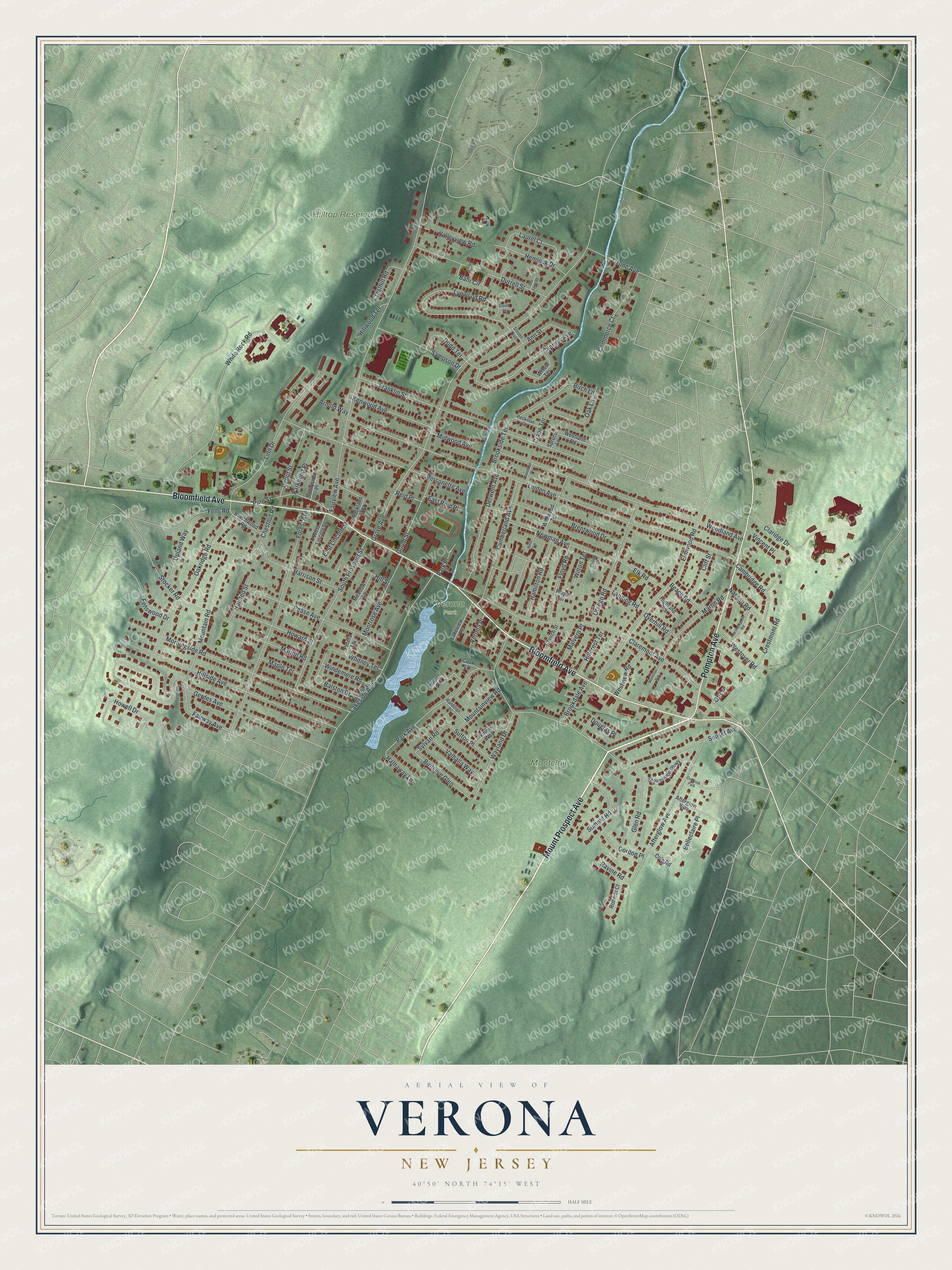 Watermarked full-map preview of Verona, New Jersey