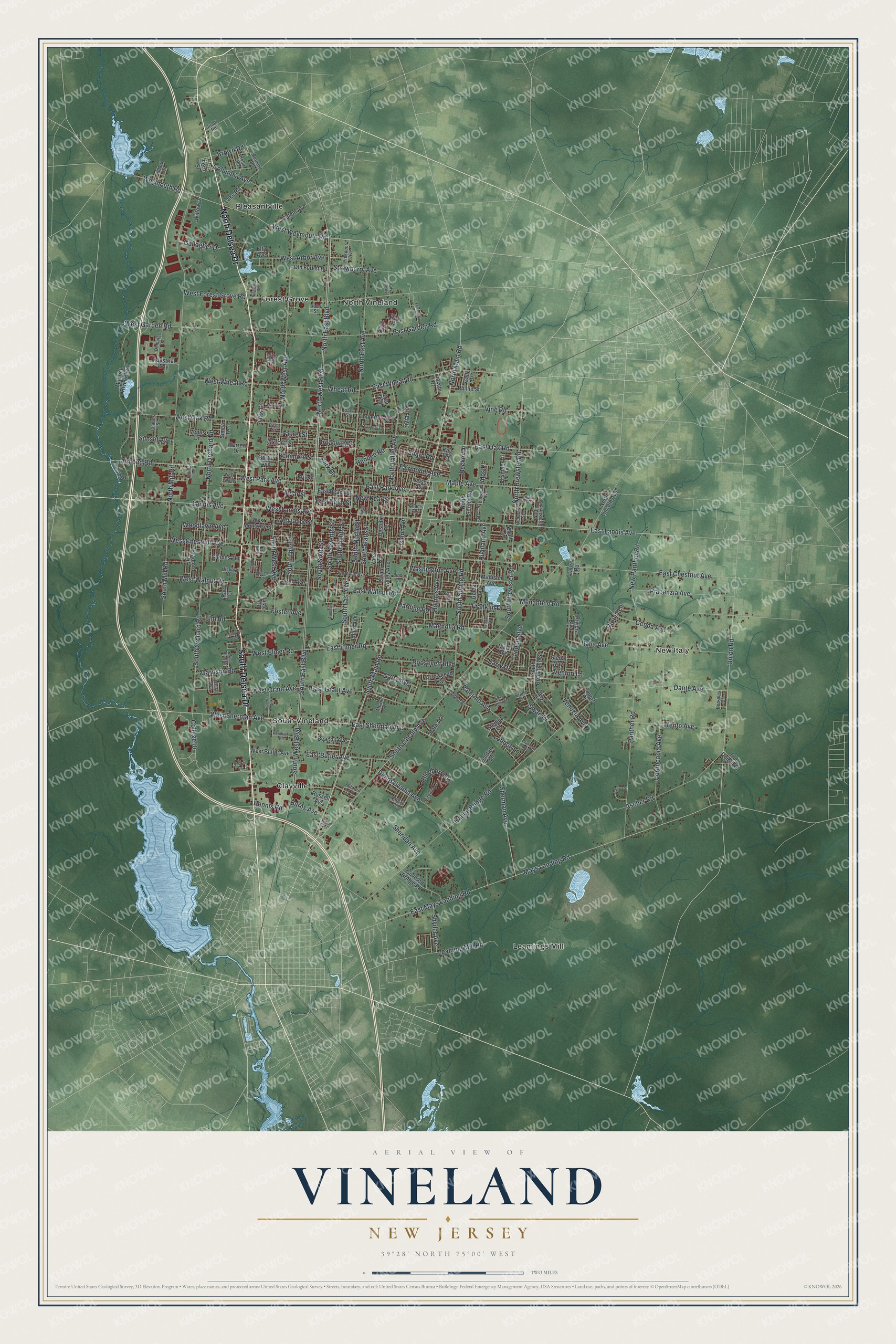 Watermarked full-map preview of Vineland, New Jersey