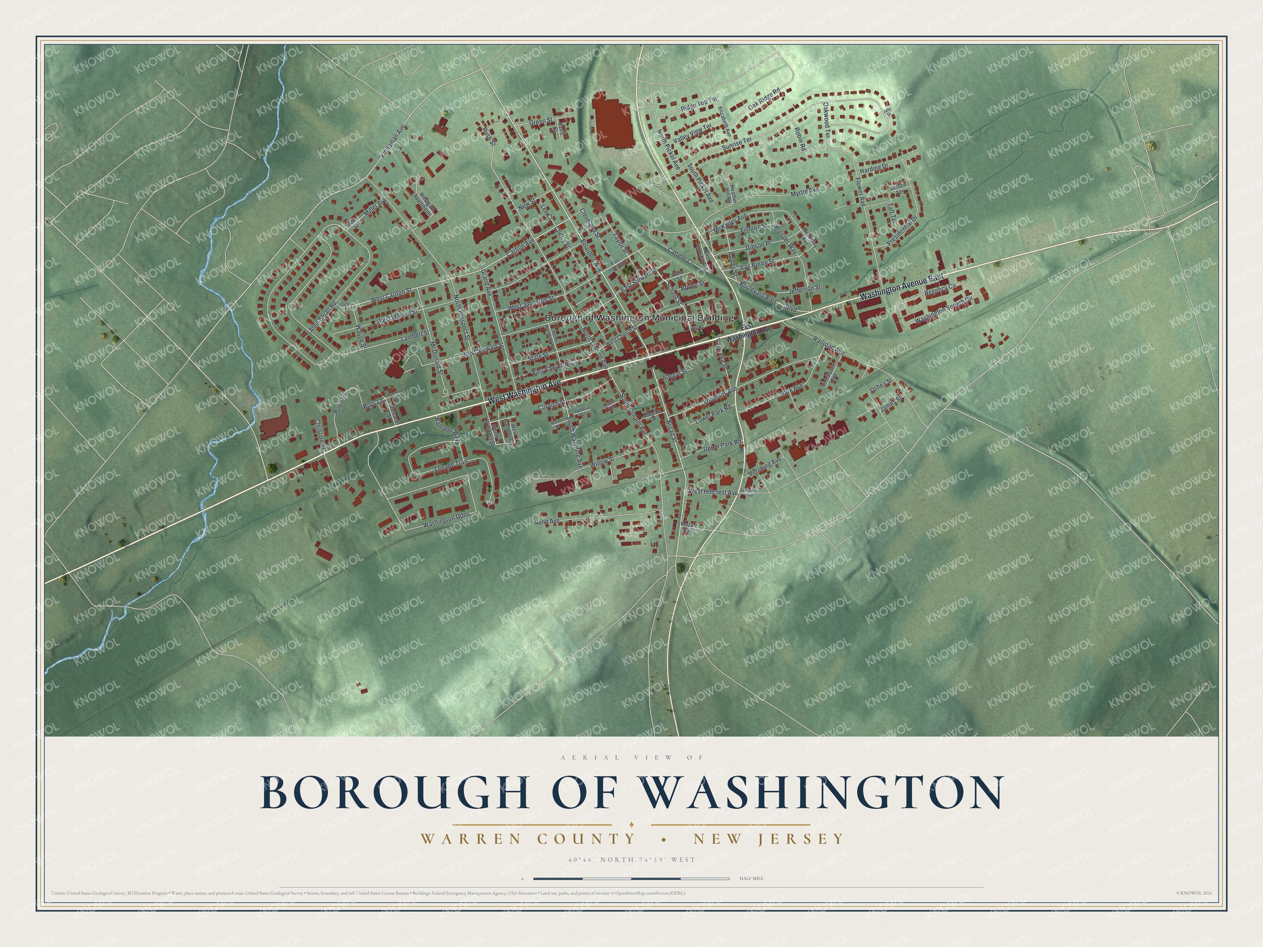 Watermarked full-map preview of Borough of Washington, New Jersey