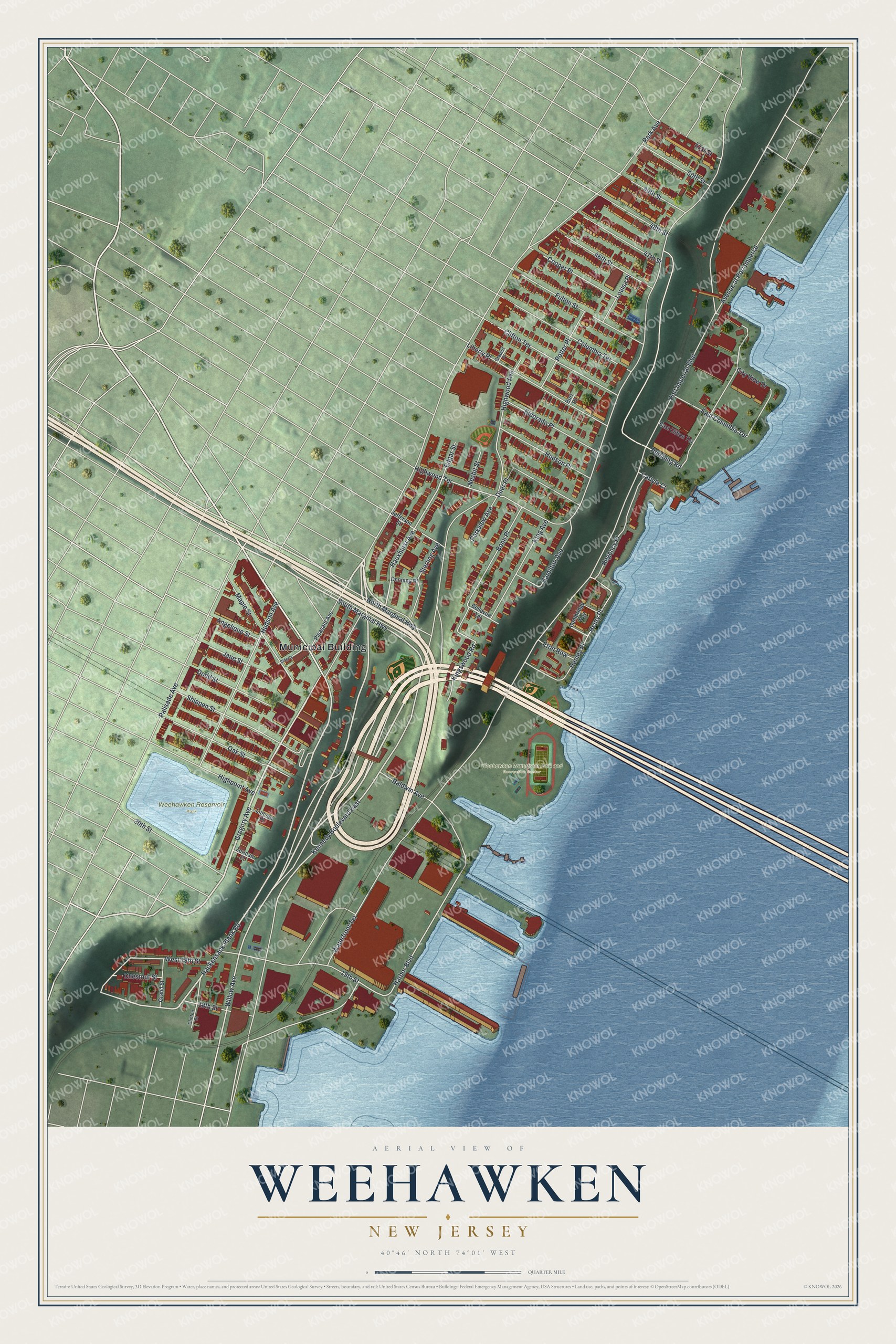 Watermarked full-map preview of Weehawken, New Jersey