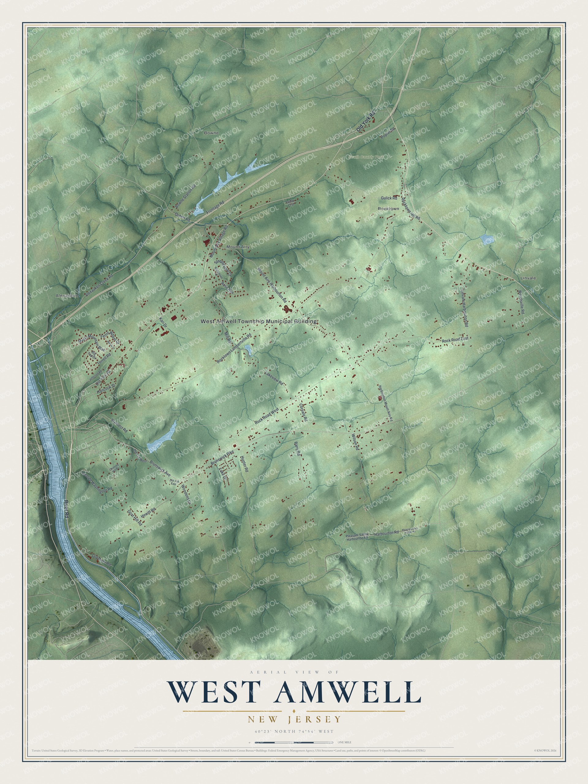 Watermarked full-map preview of West Amwell, New Jersey