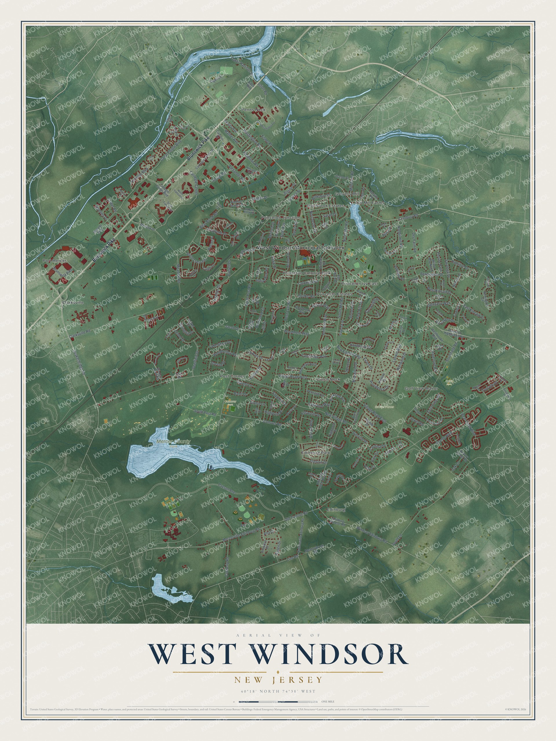 Watermarked full-map preview of West Windsor, New Jersey