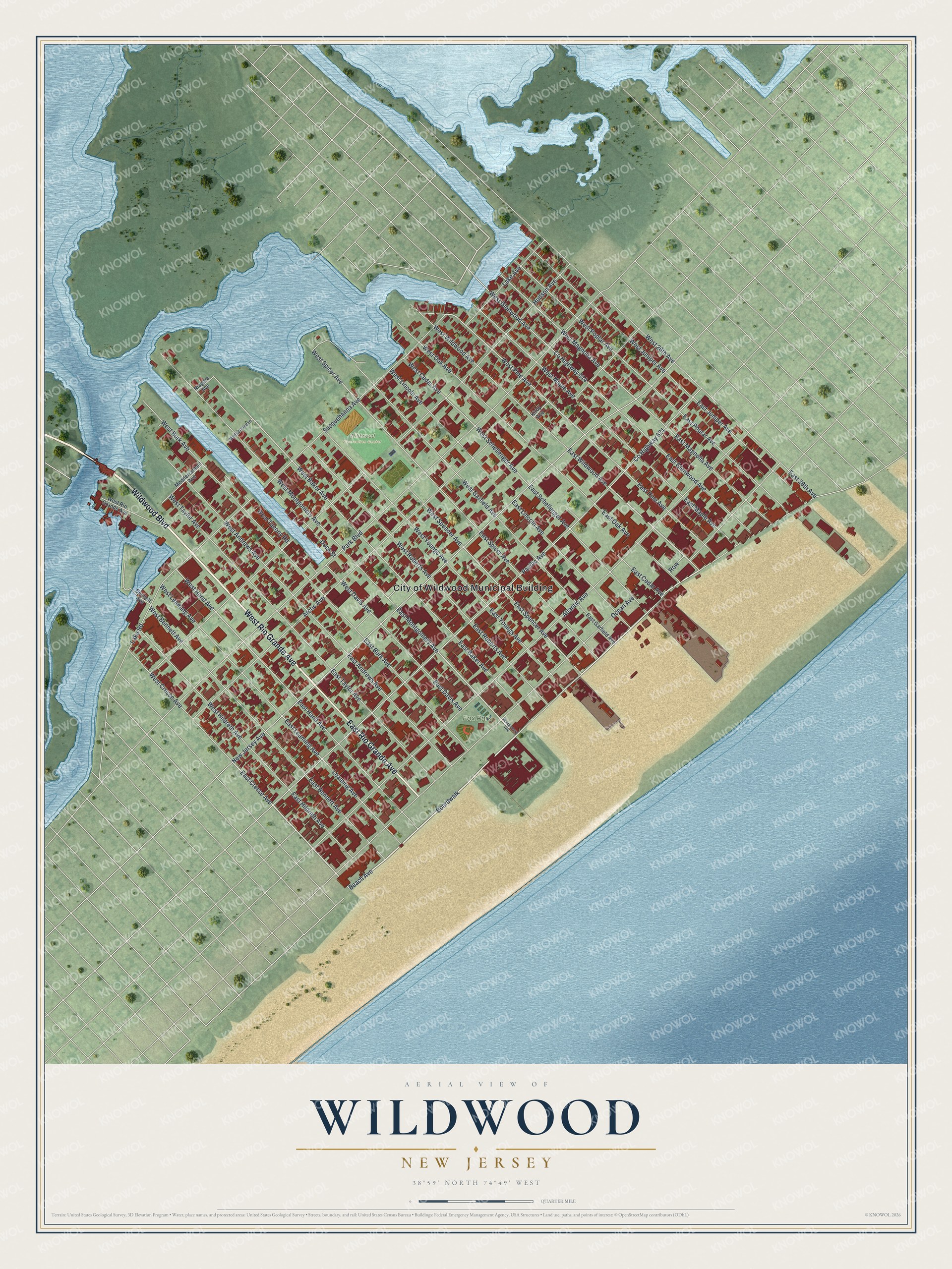 Watermarked full-map preview of Wildwood, New Jersey
