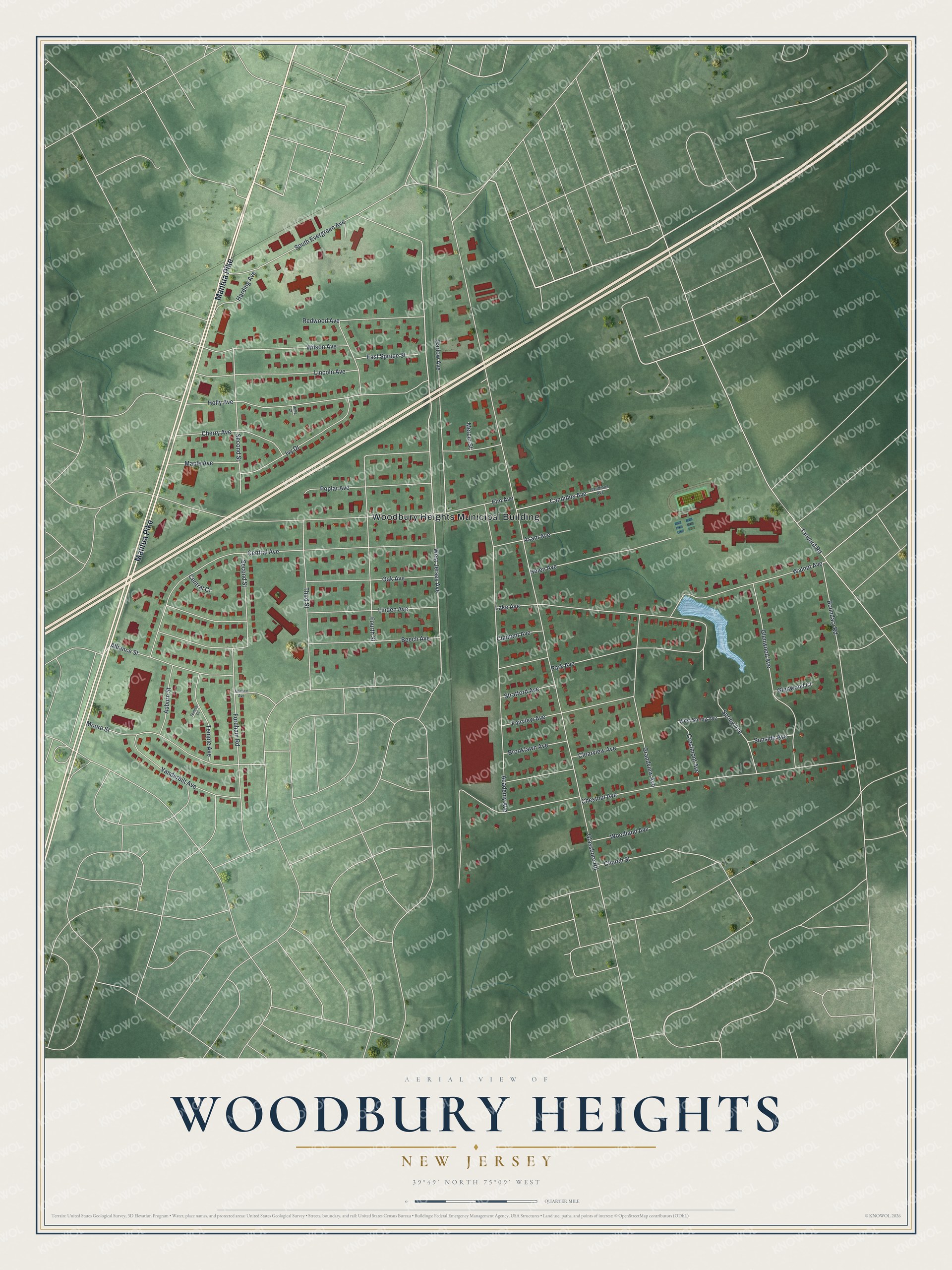 Watermarked full-map preview of Woodbury Heights, New Jersey