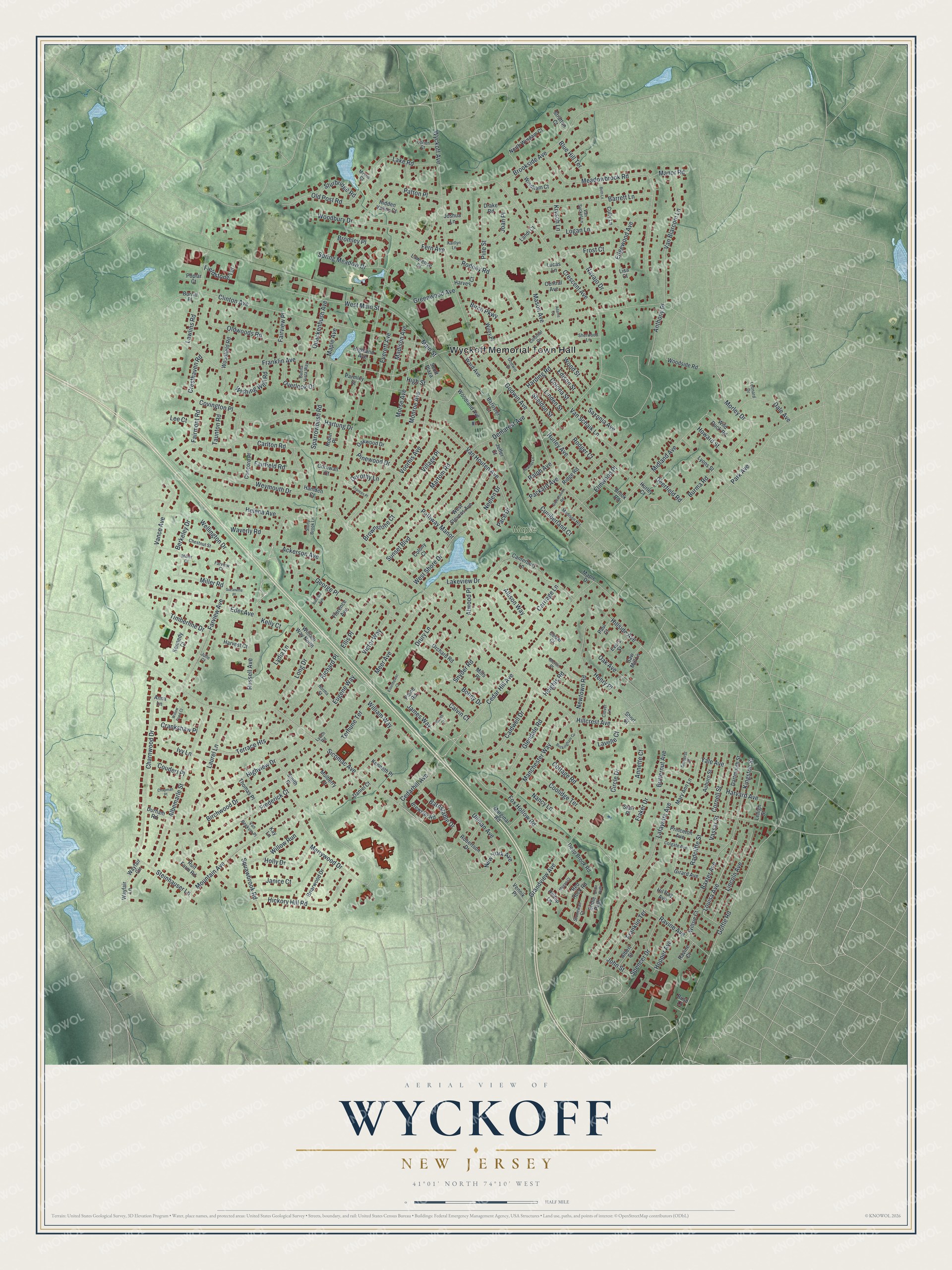 Watermarked full-map preview of Wyckoff, New Jersey