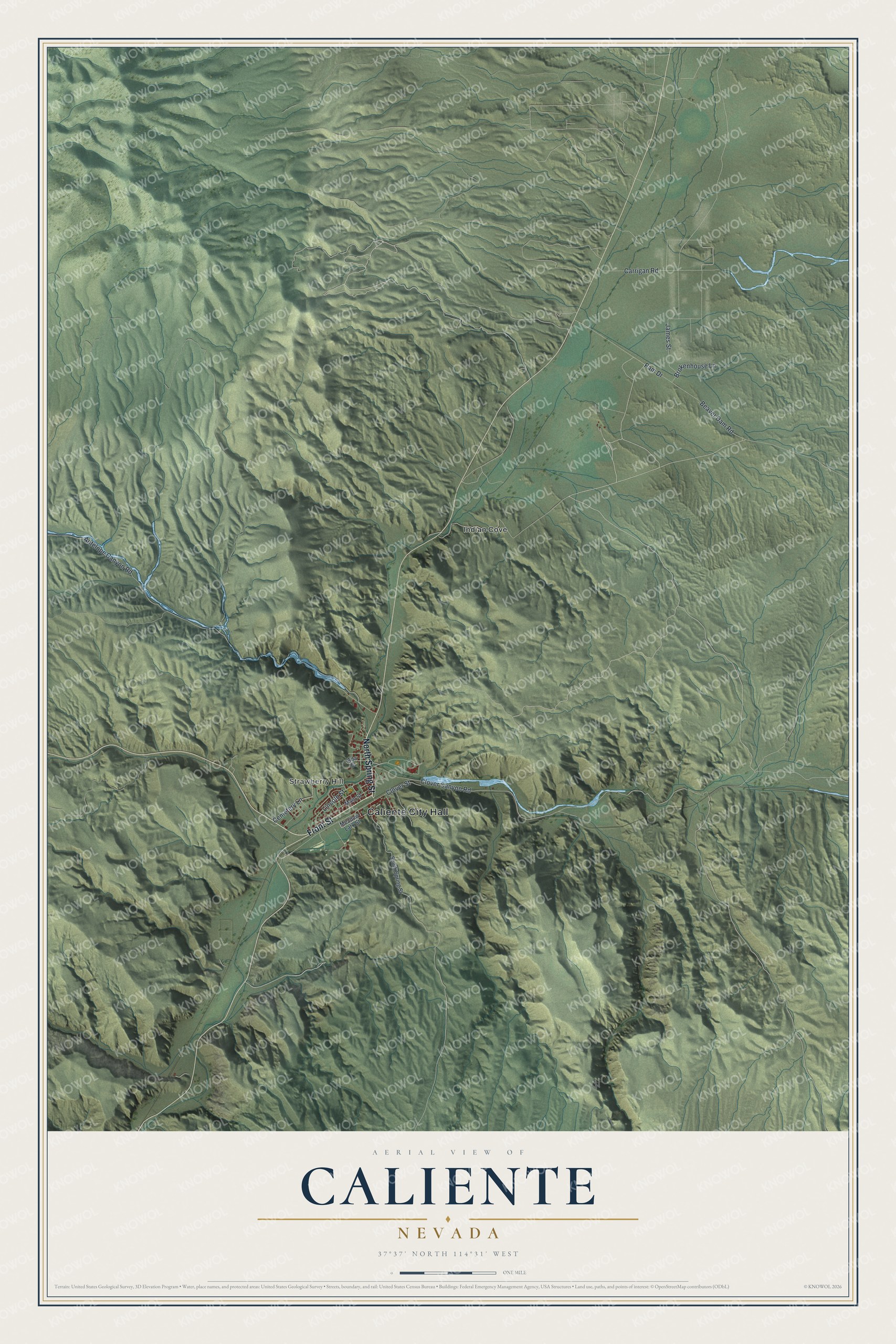 Watermarked full-map preview of Caliente, Nevada