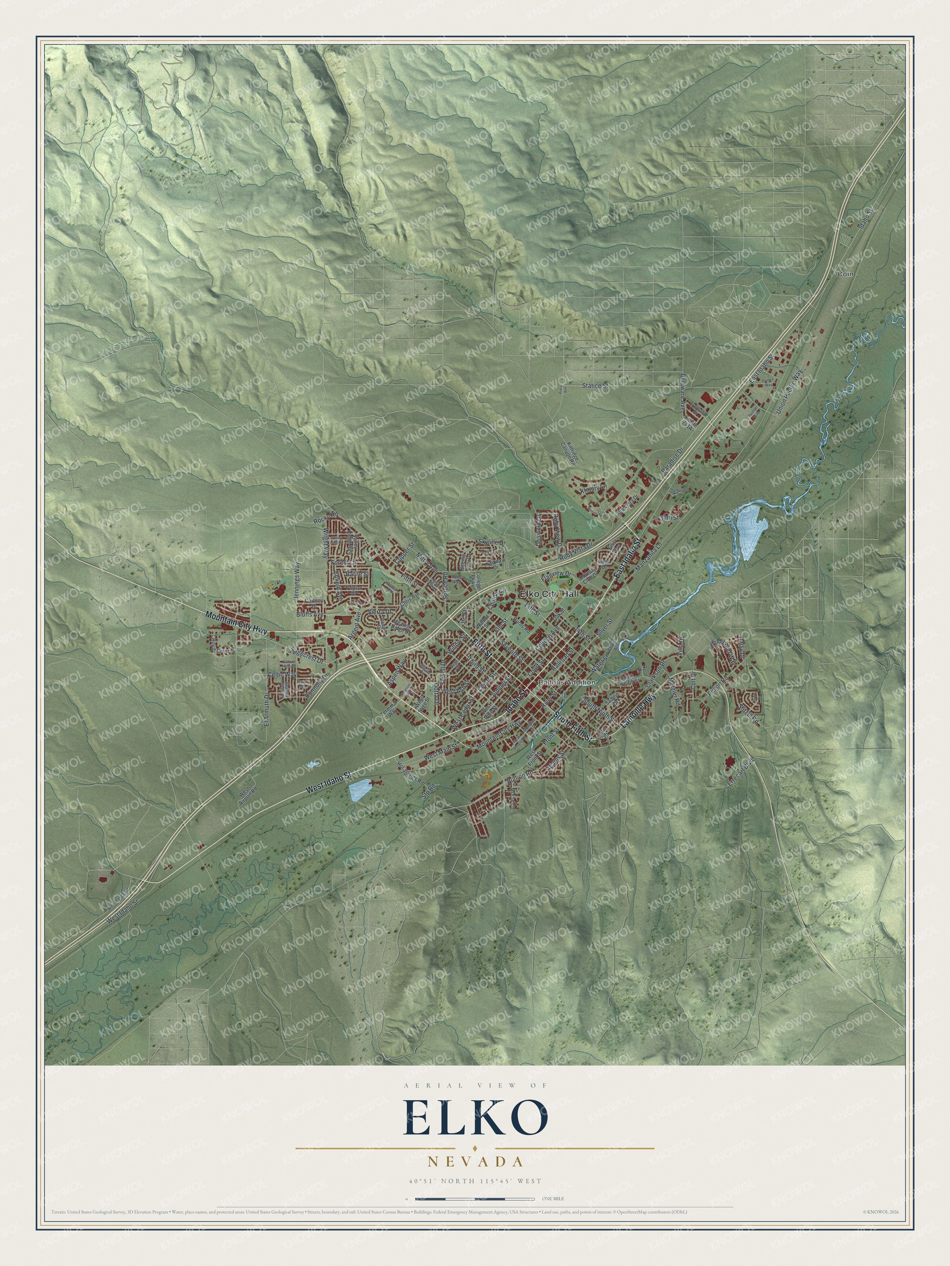 Watermarked full-map preview of Elko, Nevada