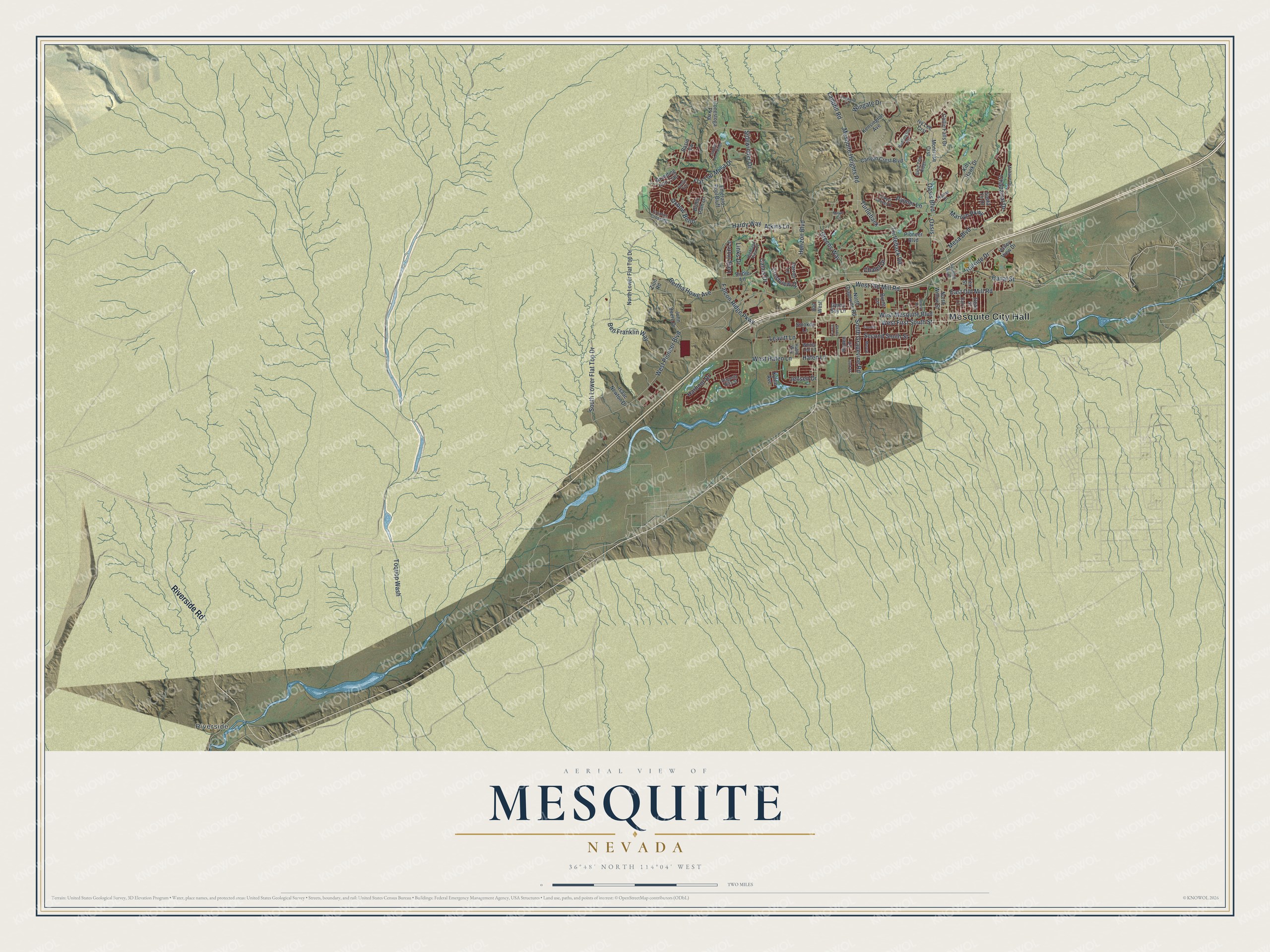 Watermarked full-map preview of Mesquite, Nevada