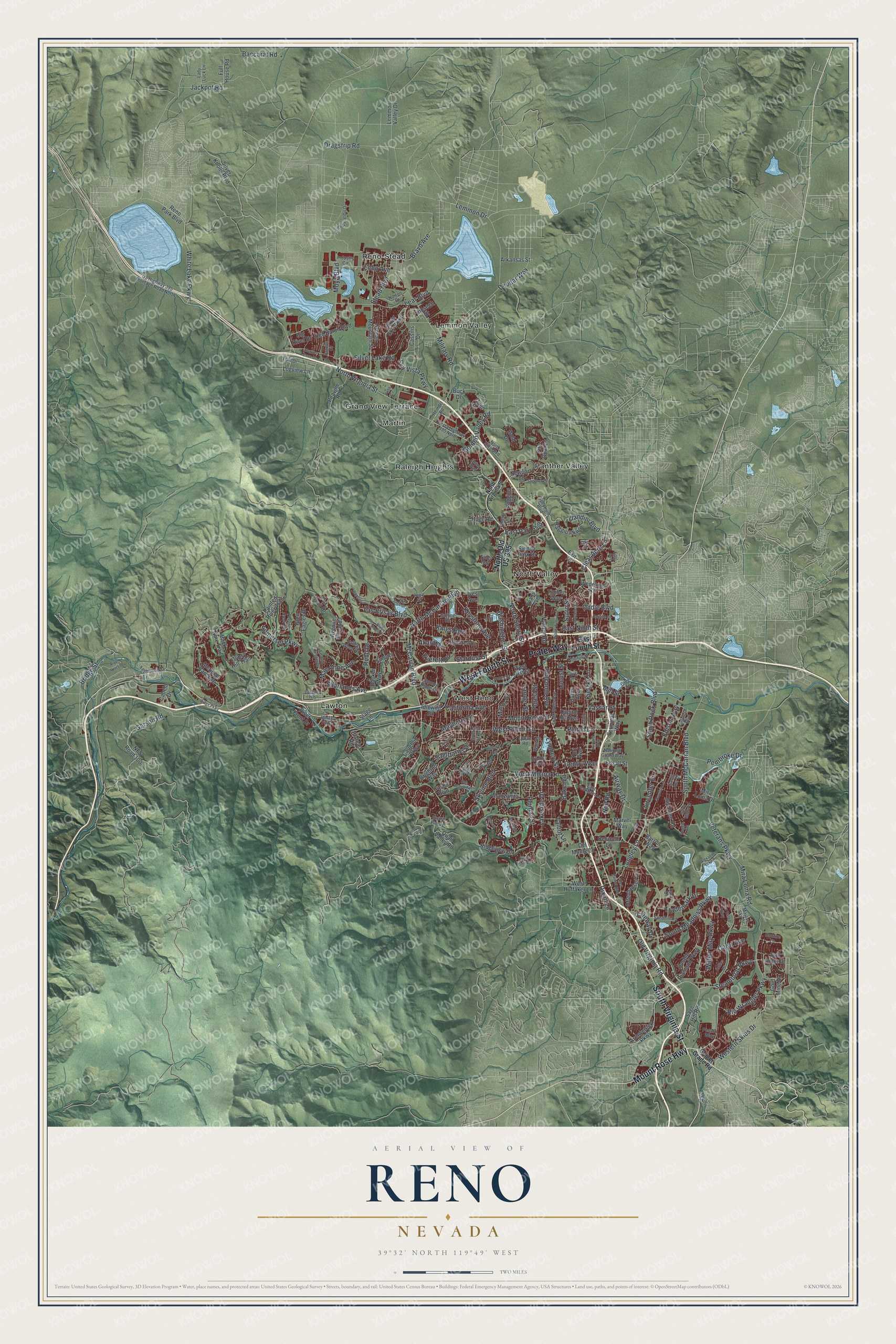 Watermarked full-map preview of Reno, Nevada