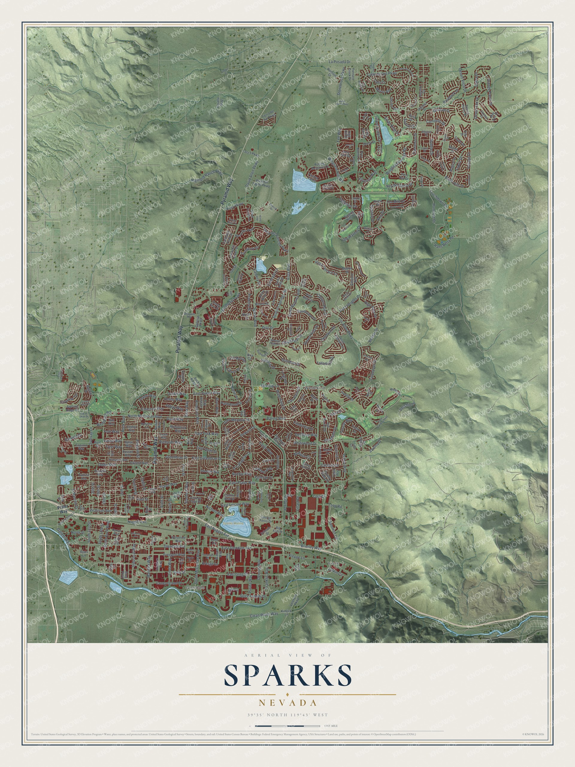 Watermarked full-map preview of Sparks, Nevada