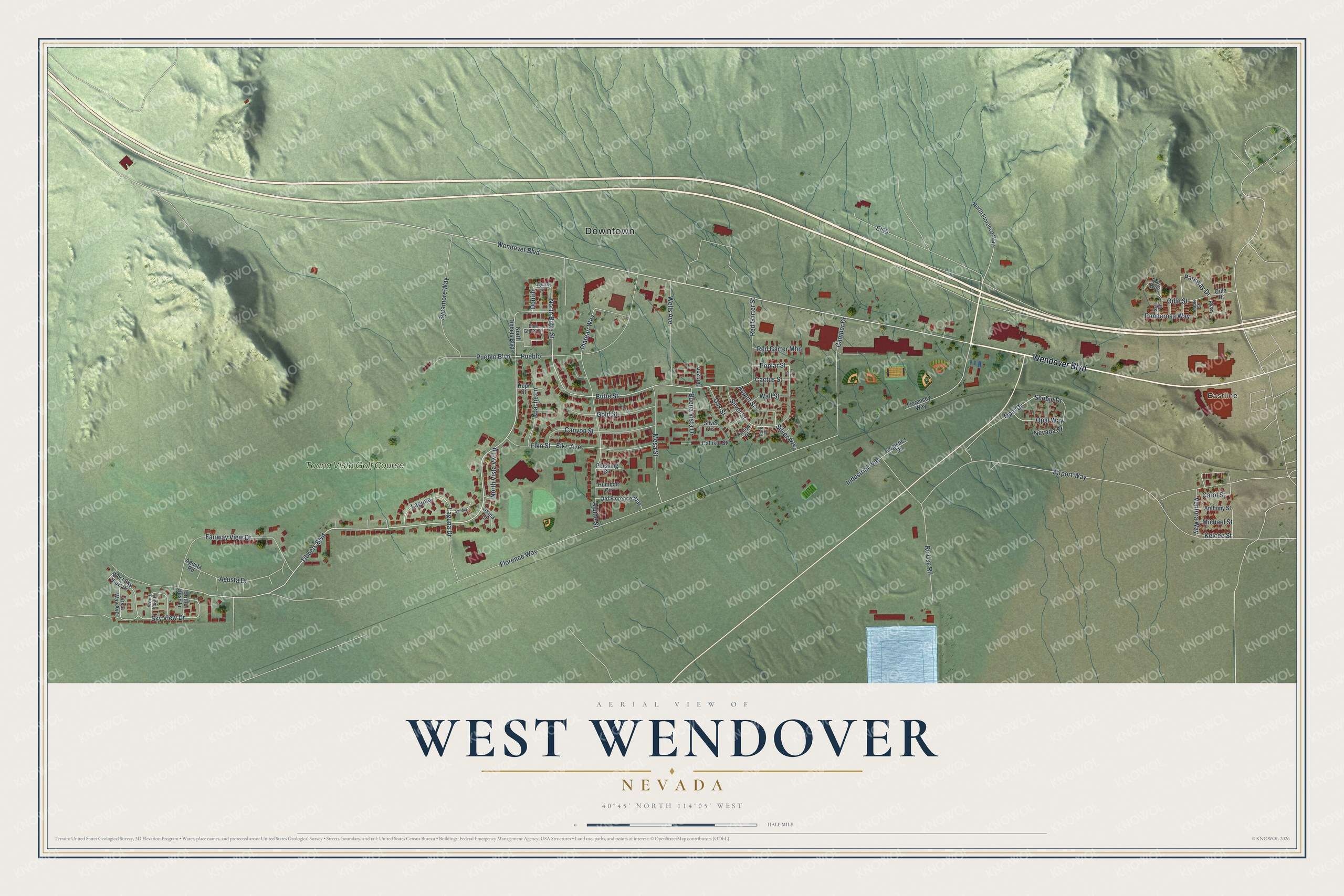 Watermarked full-map preview of West Wendover, Nevada