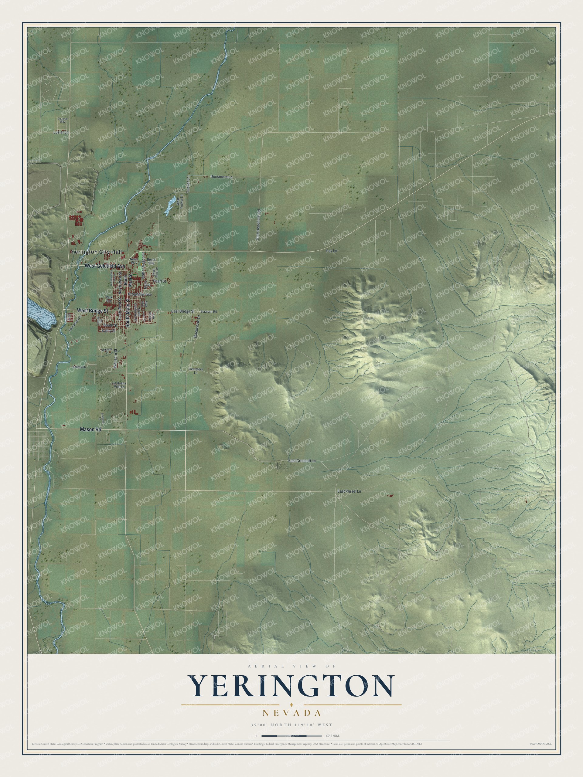 Watermarked full-map preview of Yerington, Nevada
