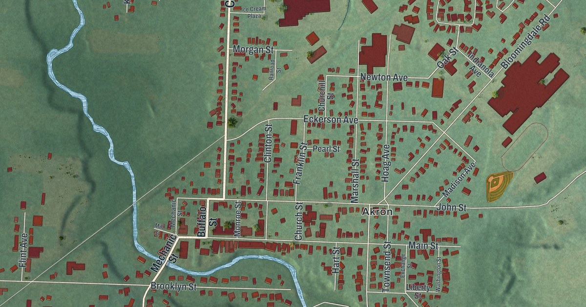 Map of Akron, New York