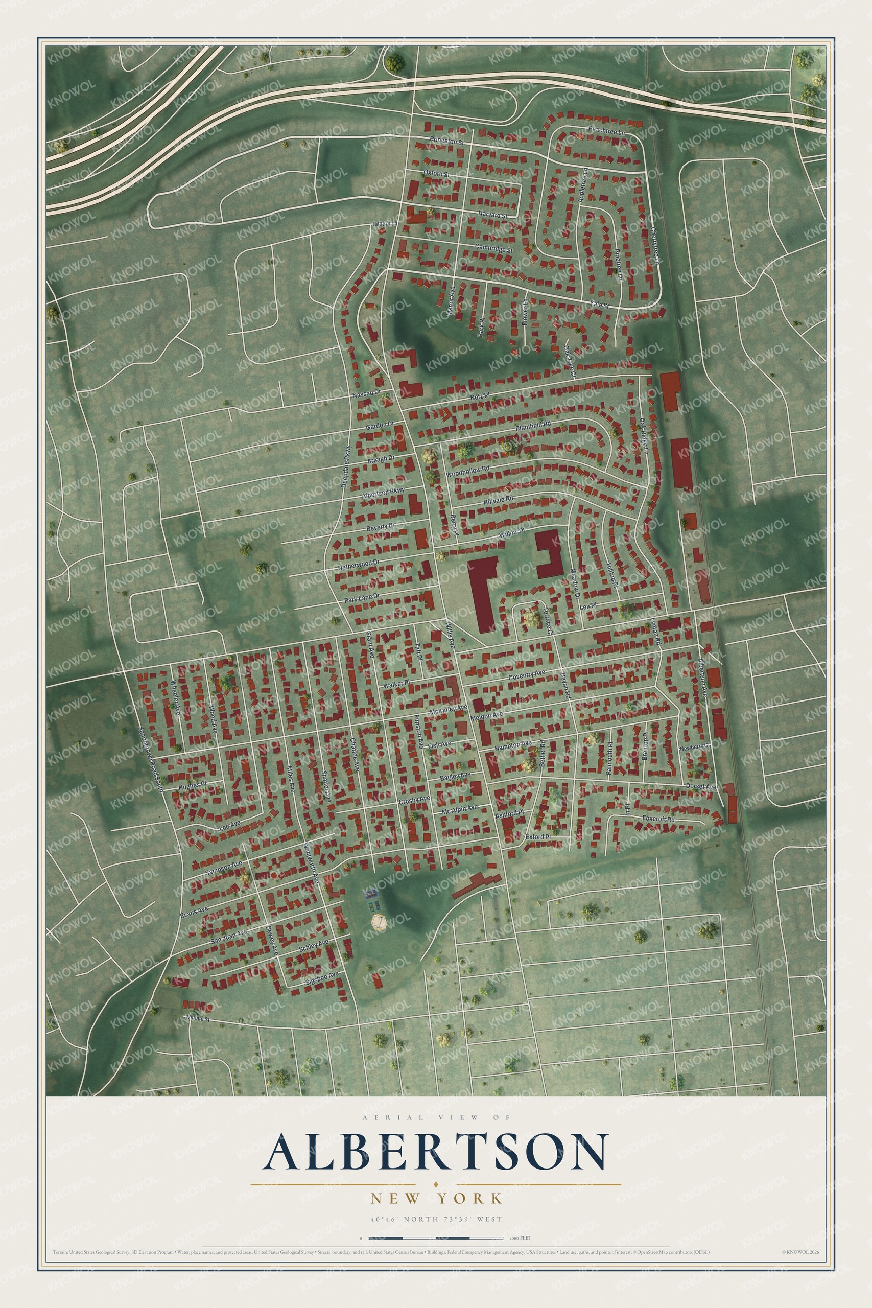 Watermarked full-map preview of Albertson, New York