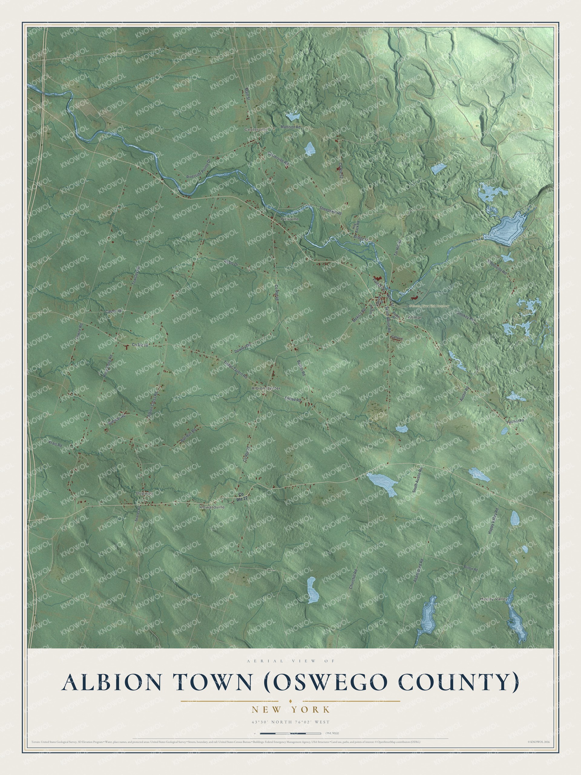 Watermarked full-map preview of Albion Town (Oswego County), New York