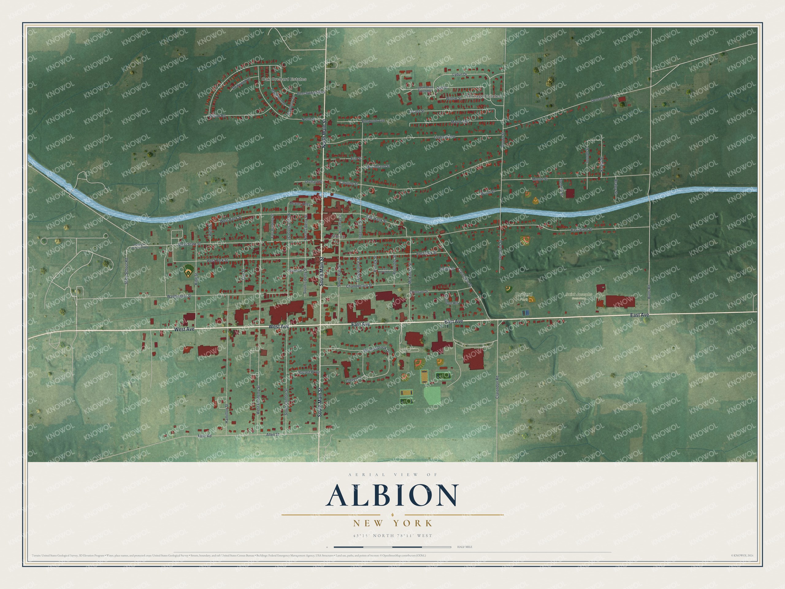 Watermarked full-map preview of Albion, New York