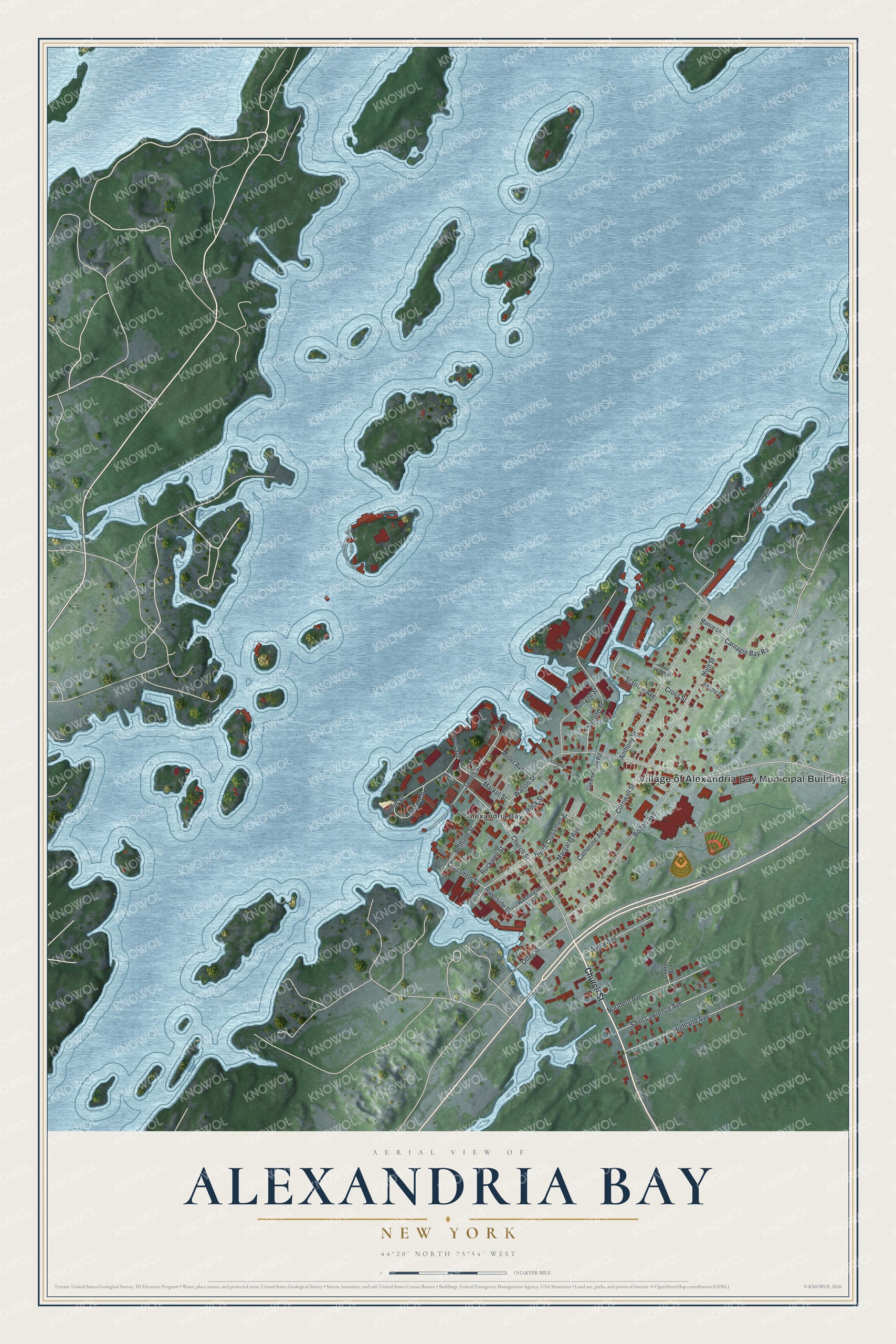 Watermarked full-map preview of Alexandria Bay, New York