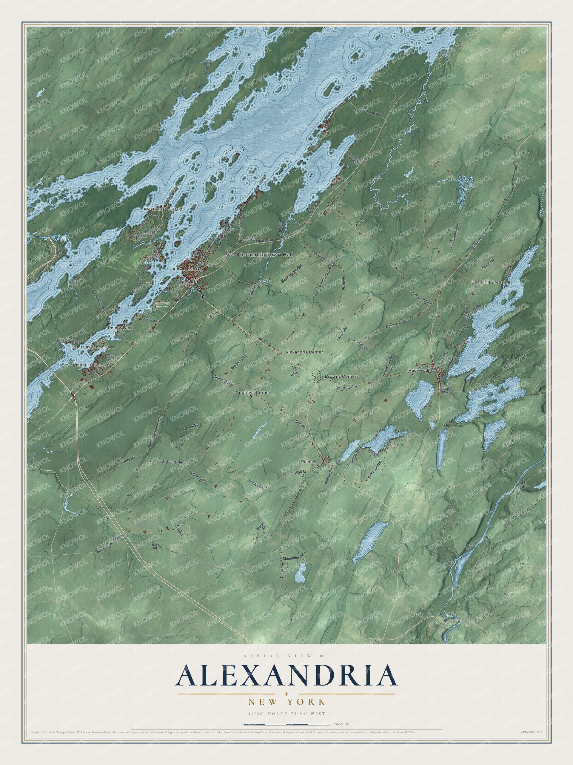 Watermarked full-map preview of Alexandria, New York