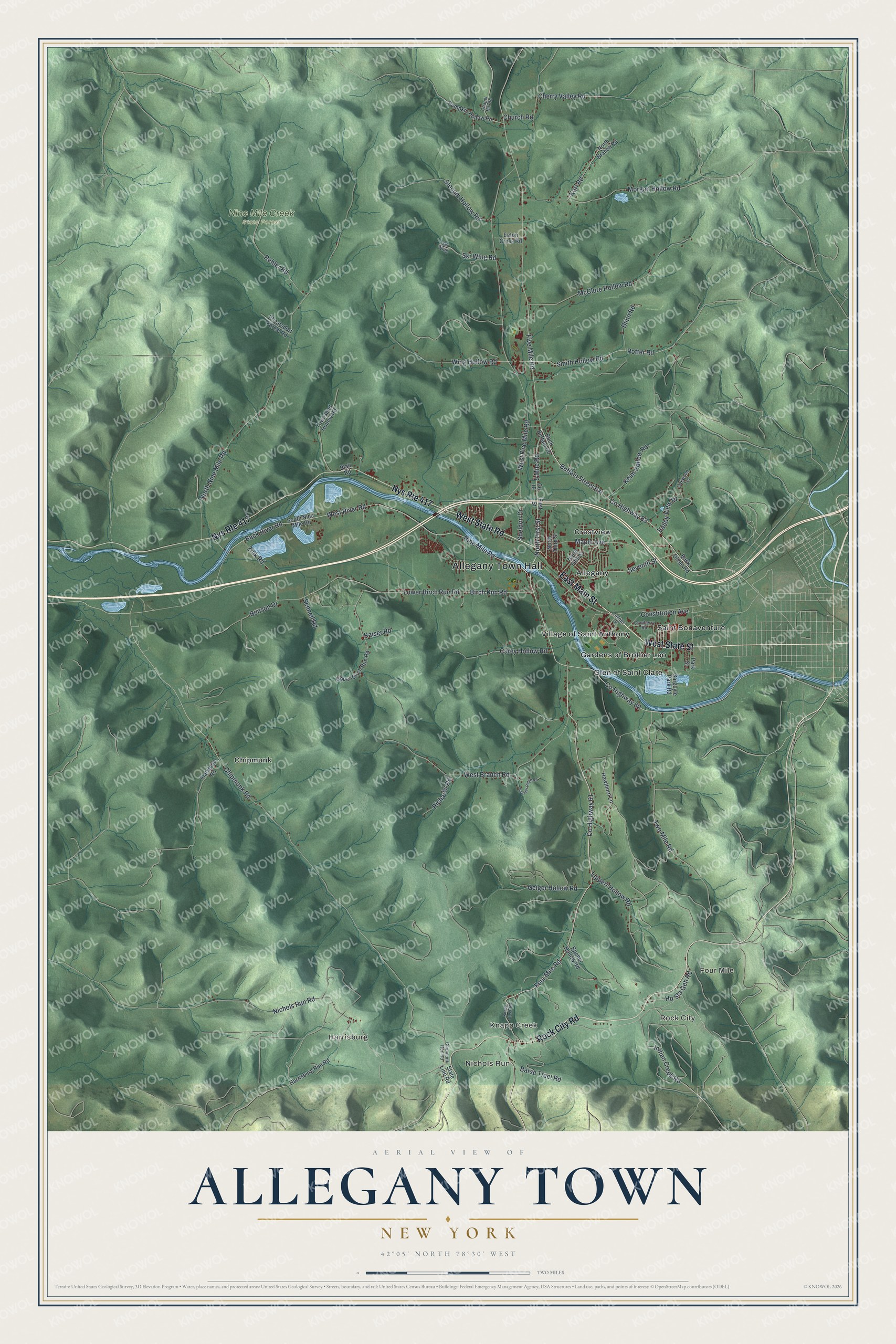 Watermarked full-map preview of Allegany Town, New York