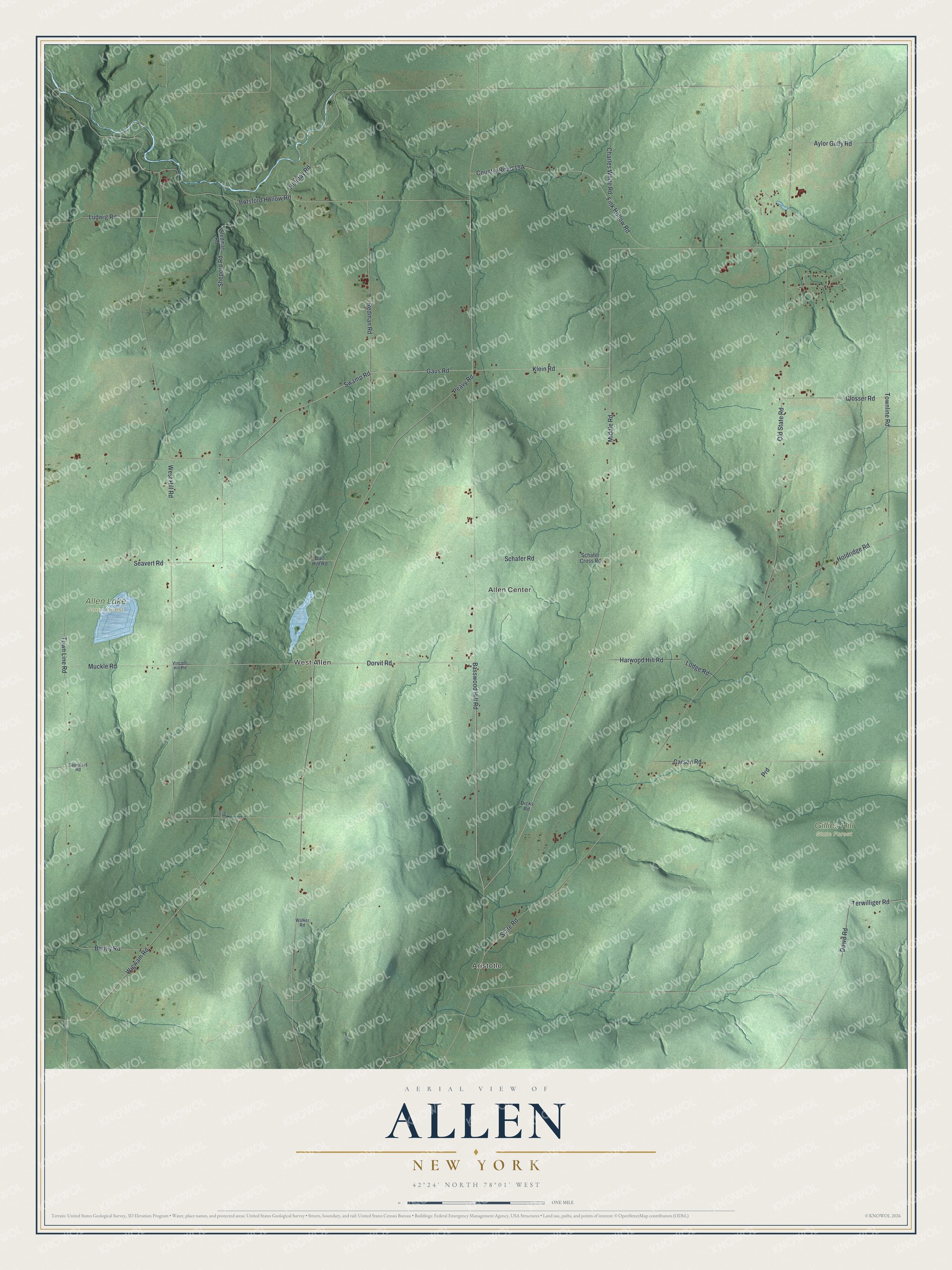 Watermarked full-map preview of Allen, New York