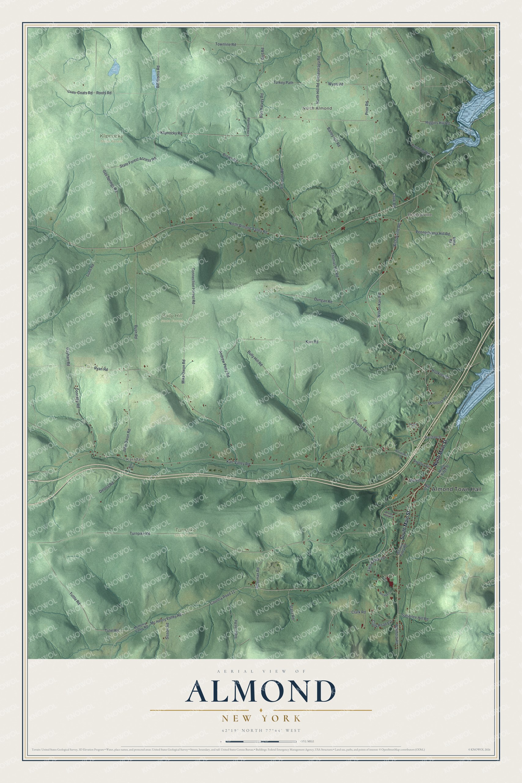 Watermarked full-map preview of Almond, New York
