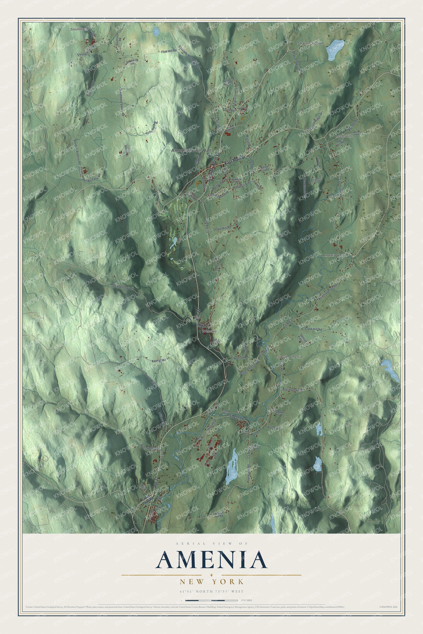 Watermarked full-map preview of Amenia, New York
