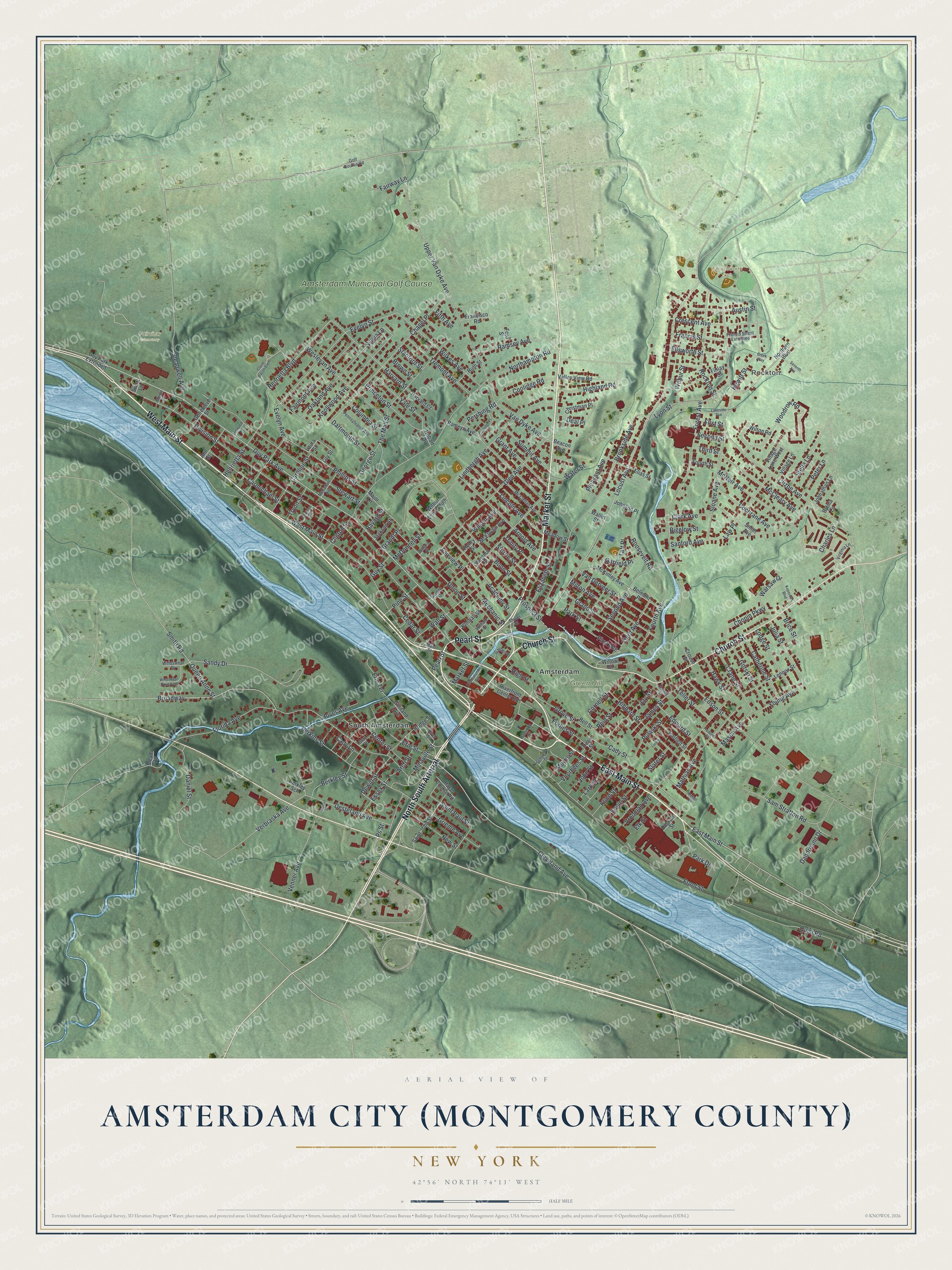 Watermarked full-map preview of Amsterdam City (Montgomery County), New York