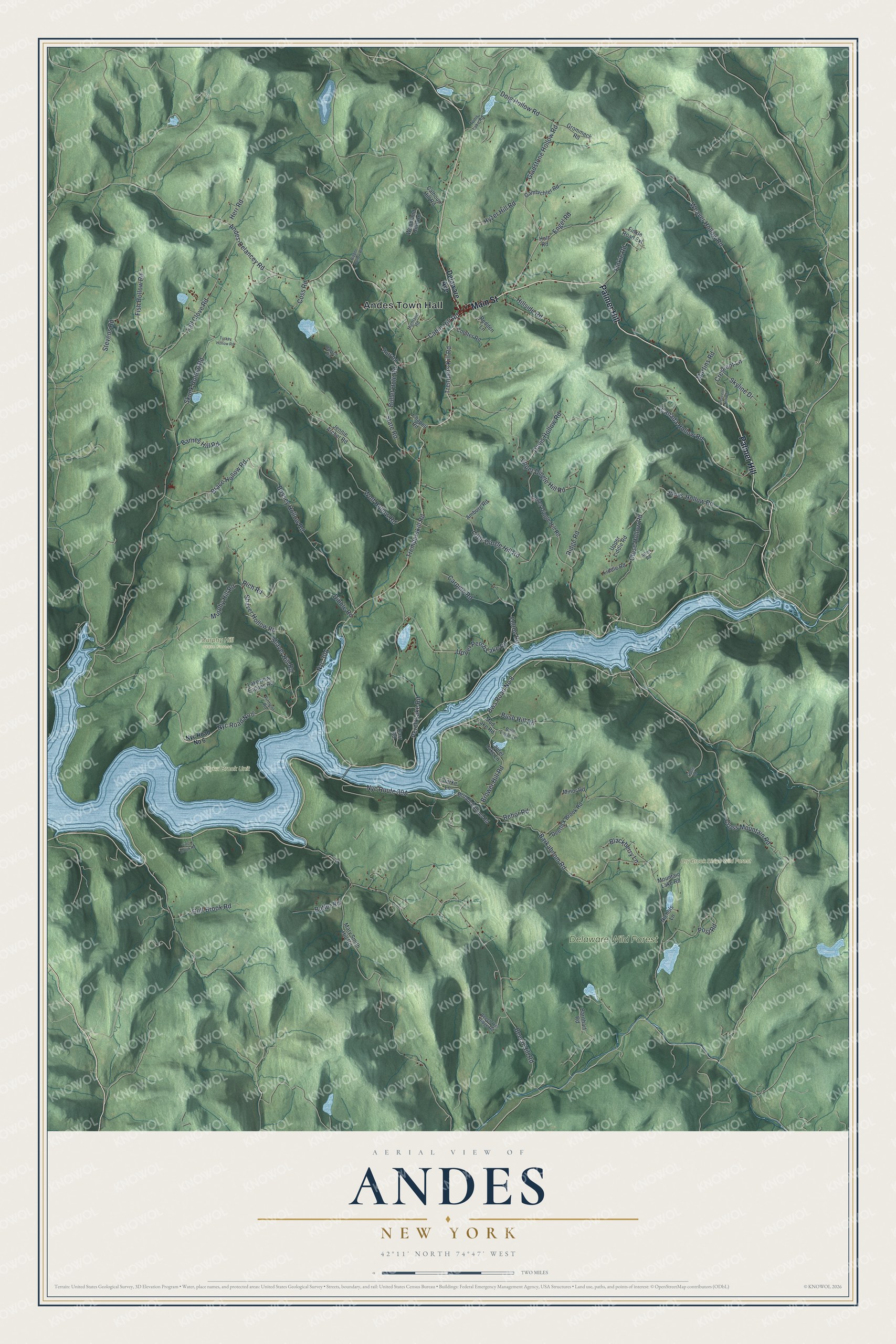 Watermarked full-map preview of Andes, New York