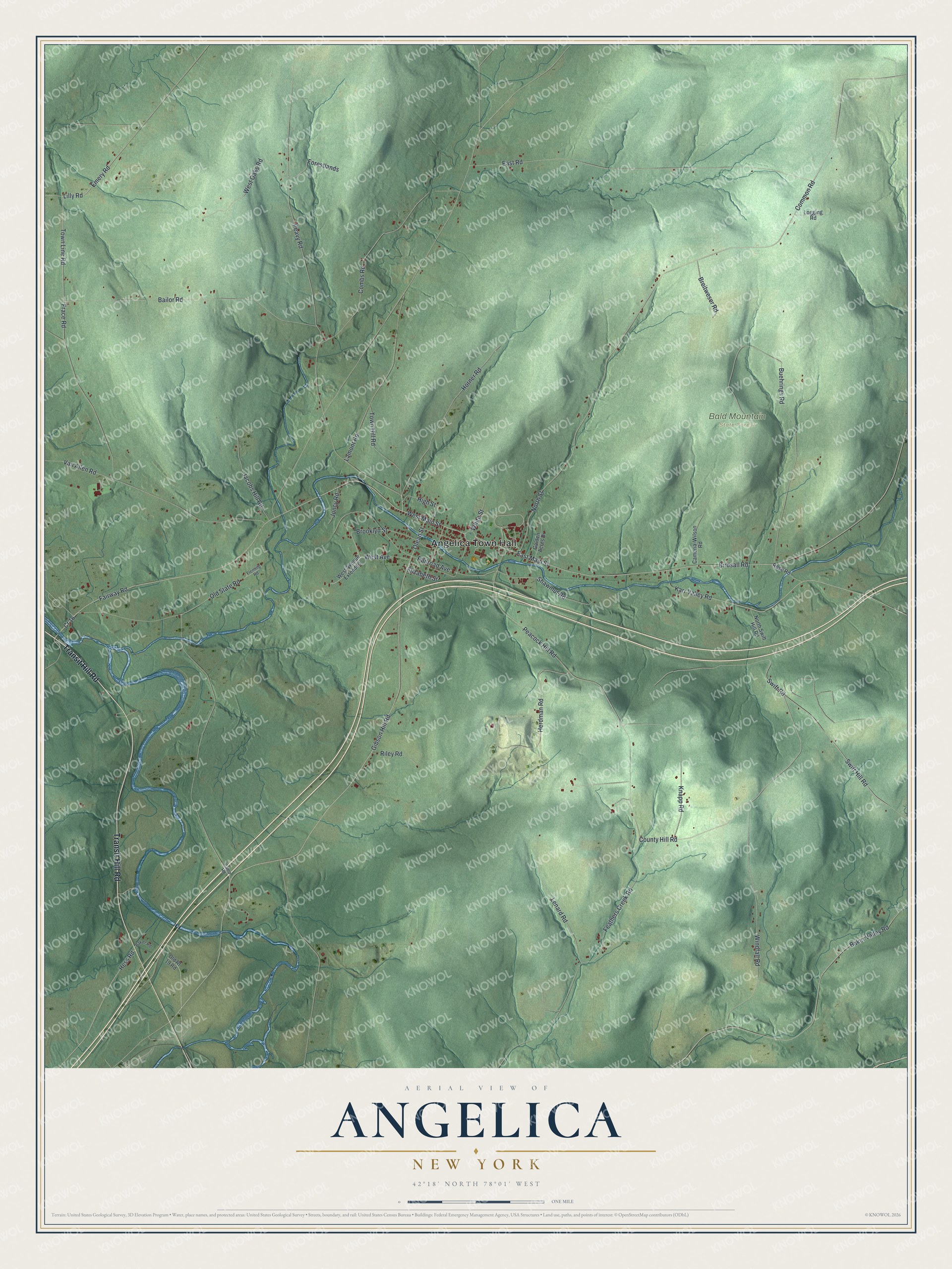 Watermarked full-map preview of Angelica, New York