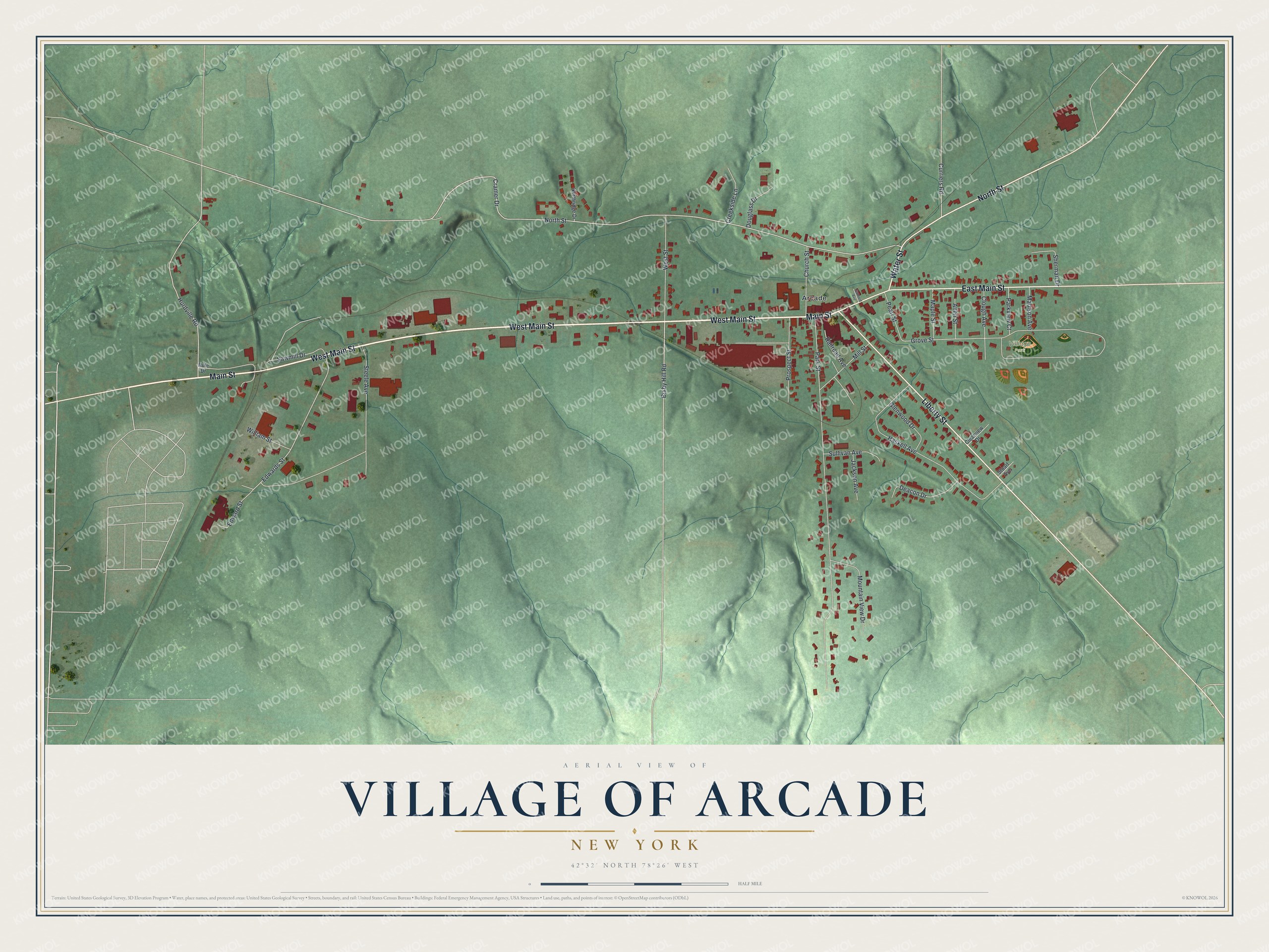 Watermarked full-map preview of Arcade, New York