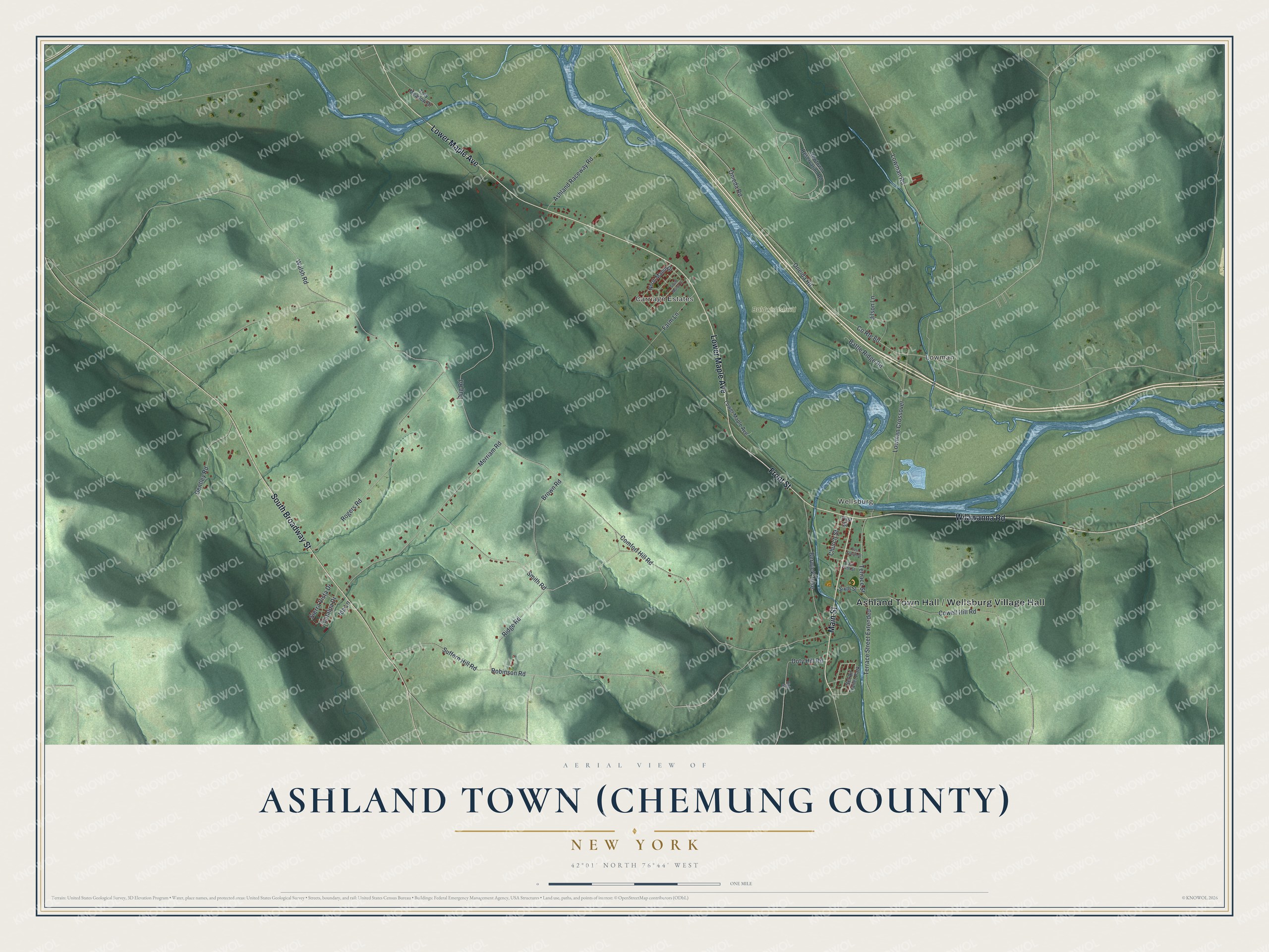 Watermarked full-map preview of Ashland Town (Chemung County), New York