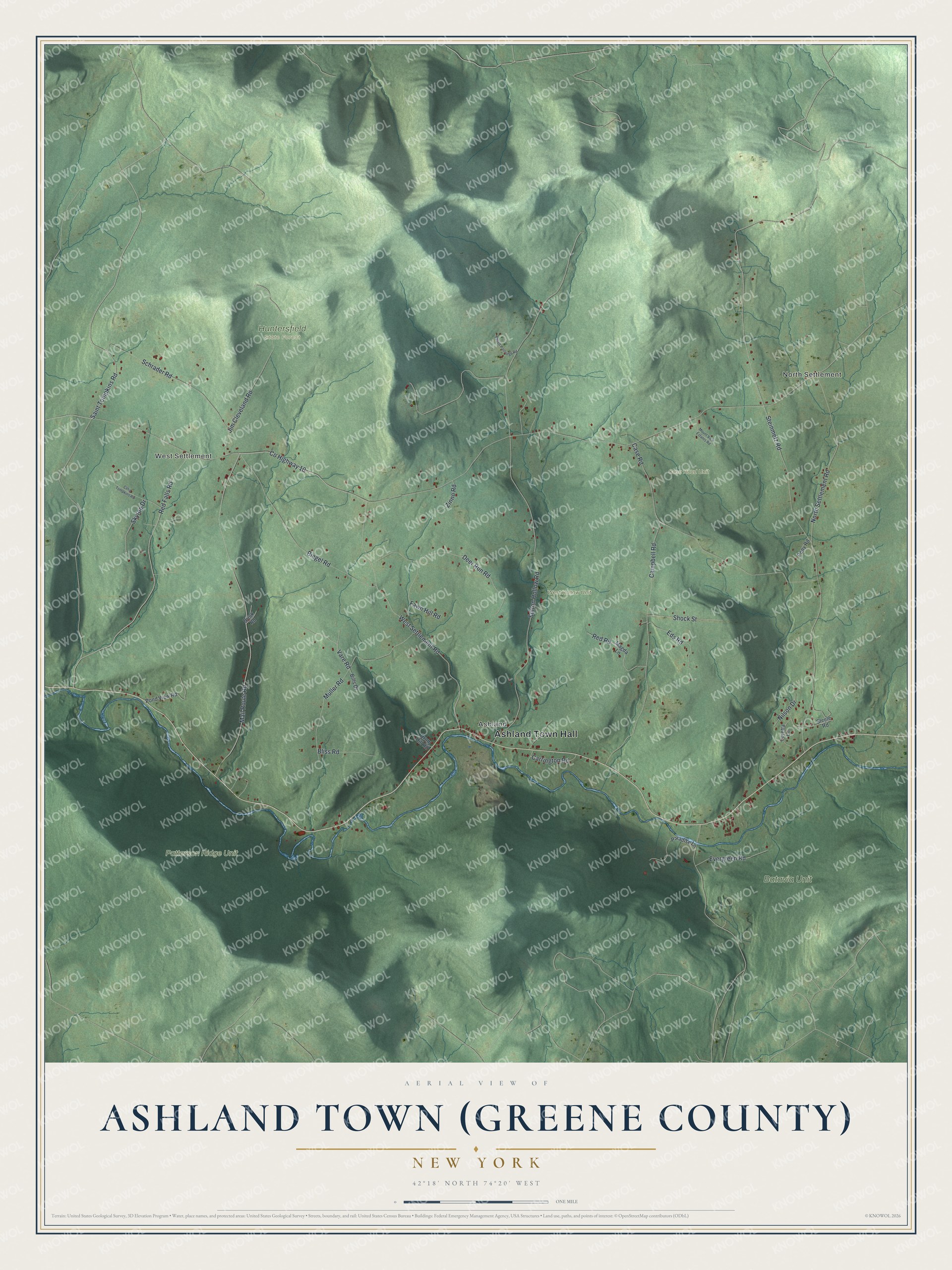 Watermarked full-map preview of Ashland Town (Greene County), New York