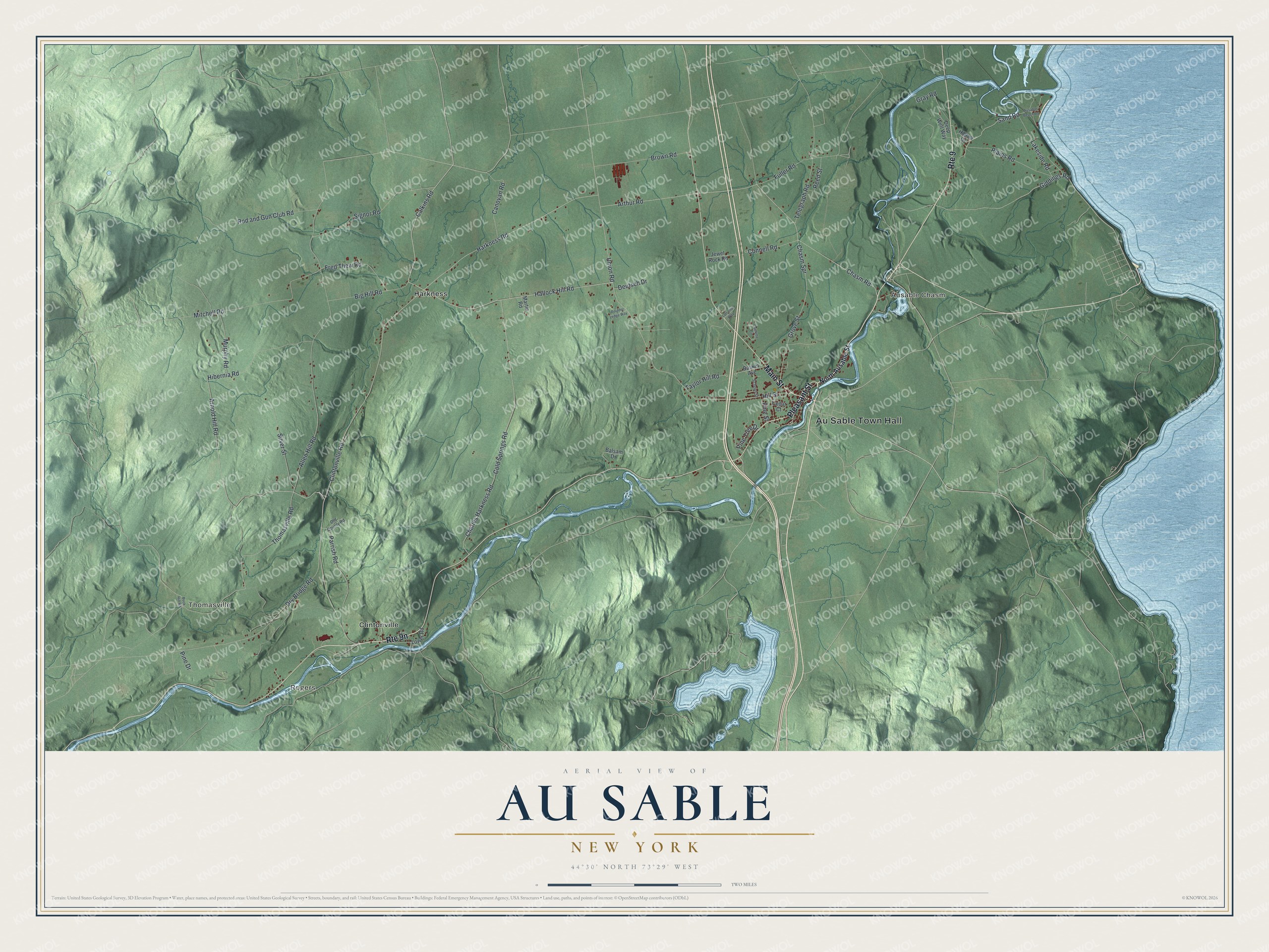Watermarked full-map preview of Au Sable, New York