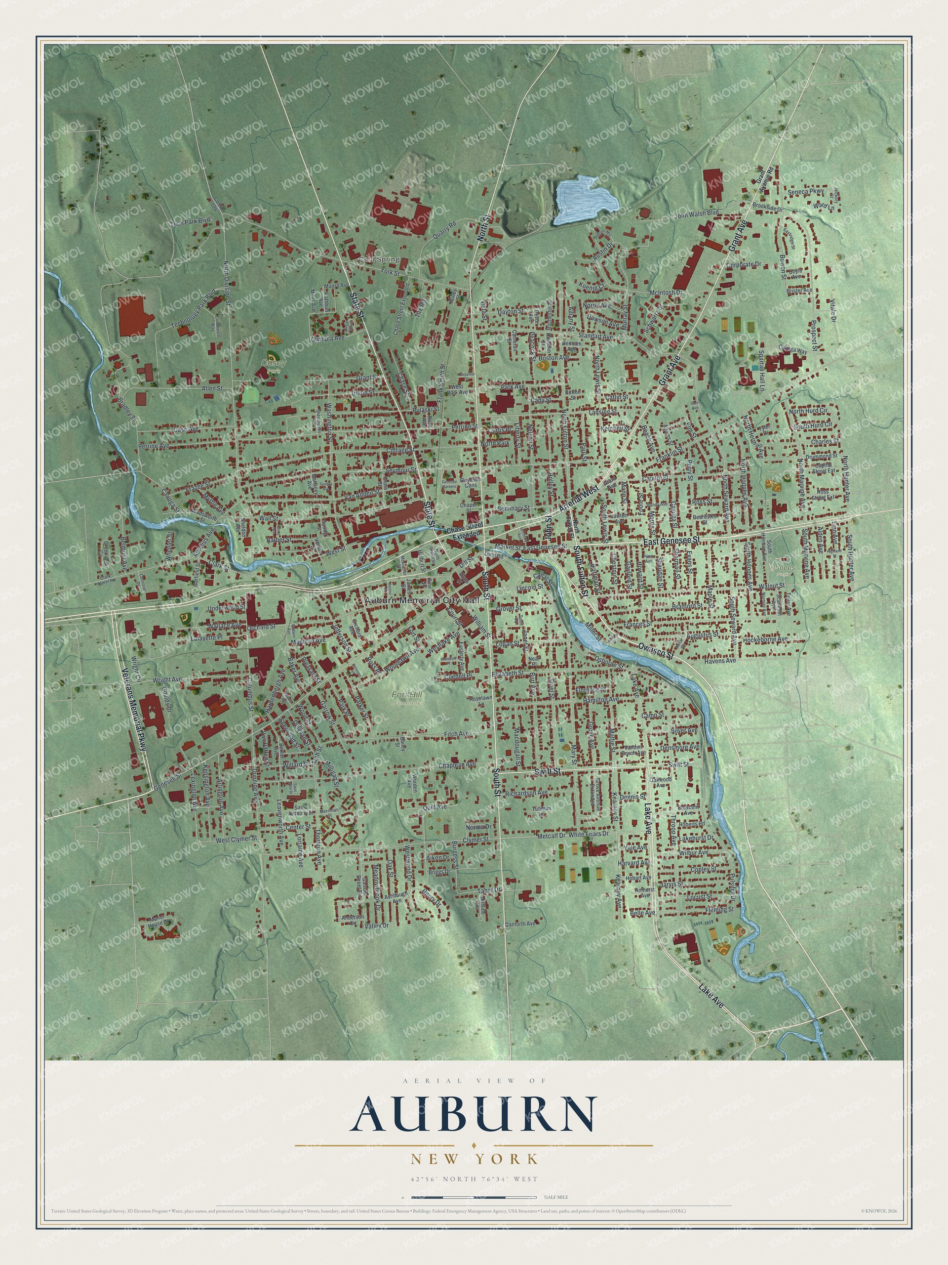 Watermarked full-map preview of Auburn, New York