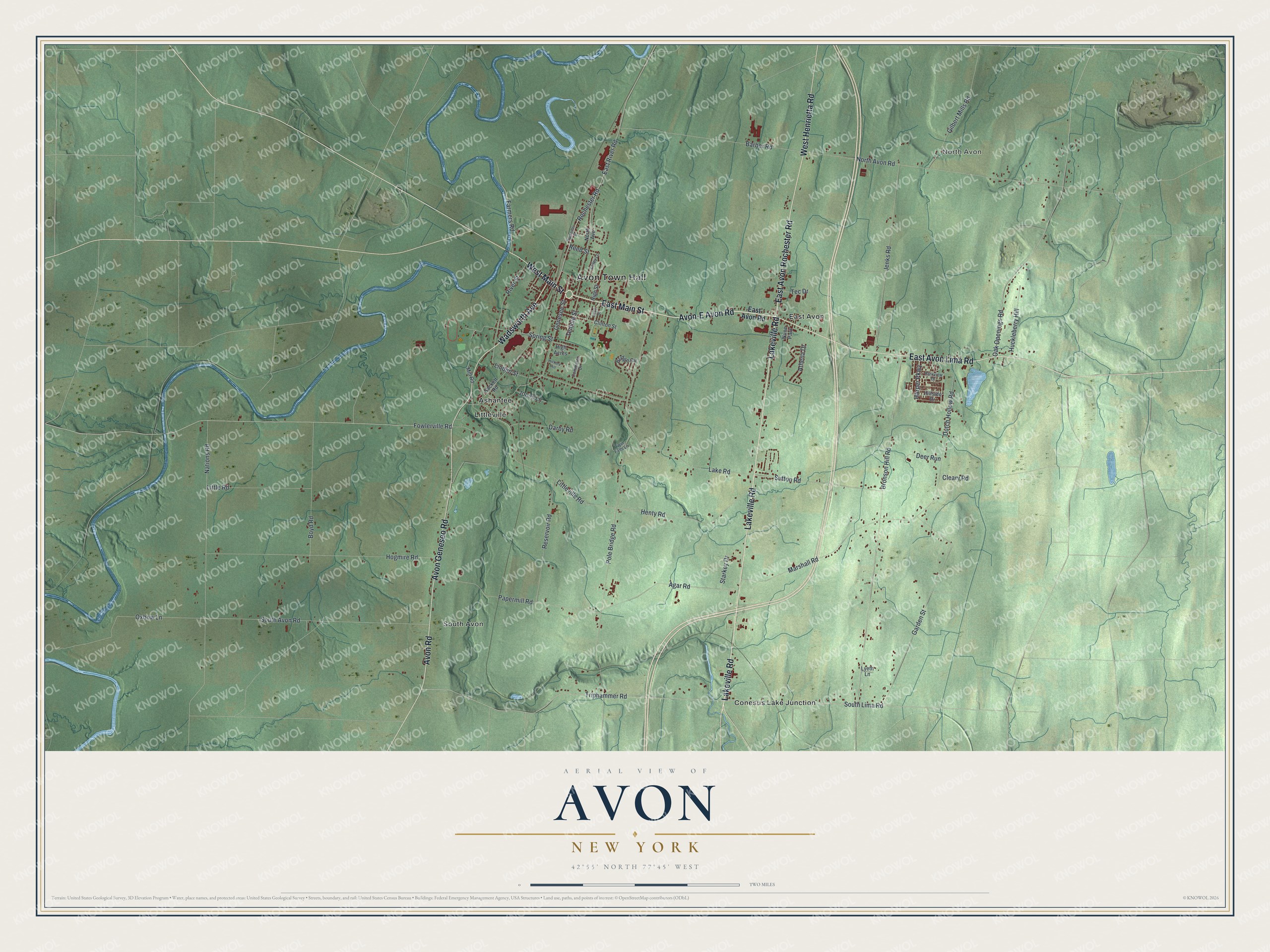 Watermarked full-map preview of Avon, New York