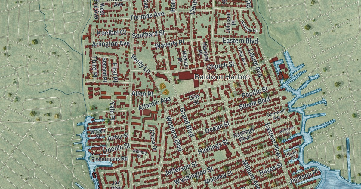 Map of Baldwin, Nassau County, New York