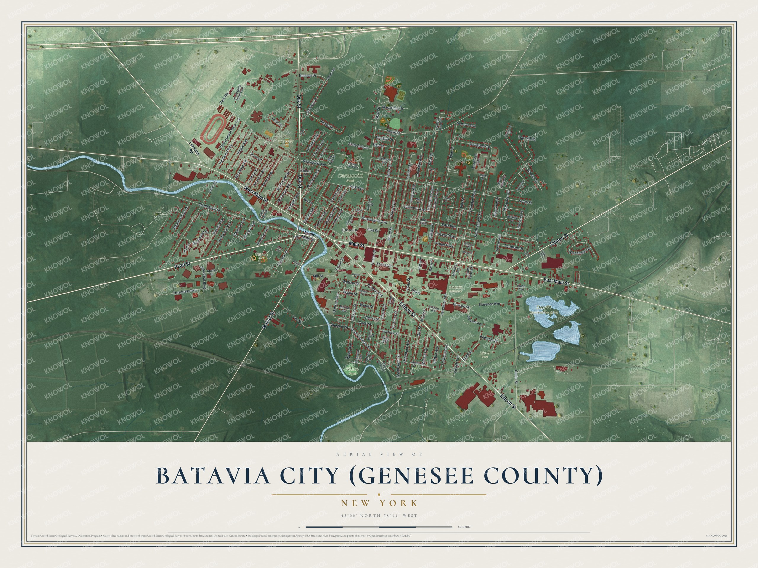 Watermarked full-map preview of Batavia City (Genesee County), New York