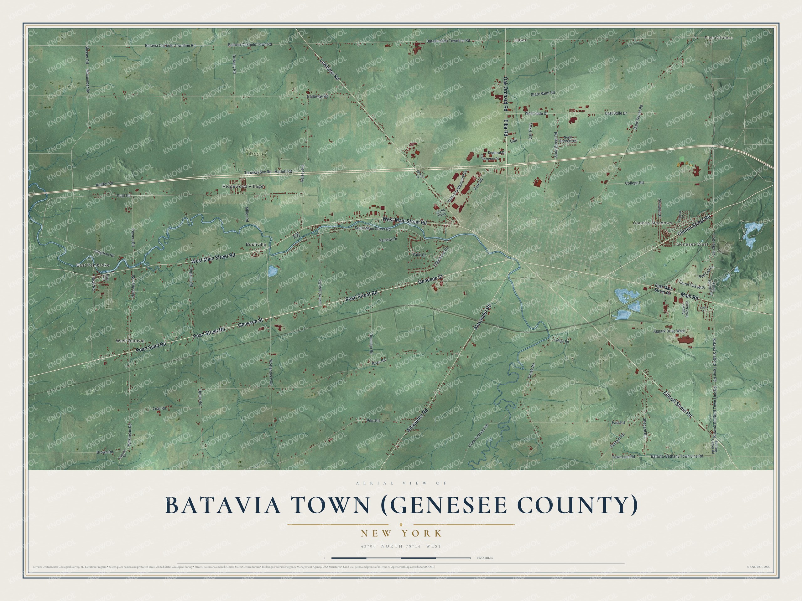 Watermarked full-map preview of Batavia Town (Genesee County), New York
