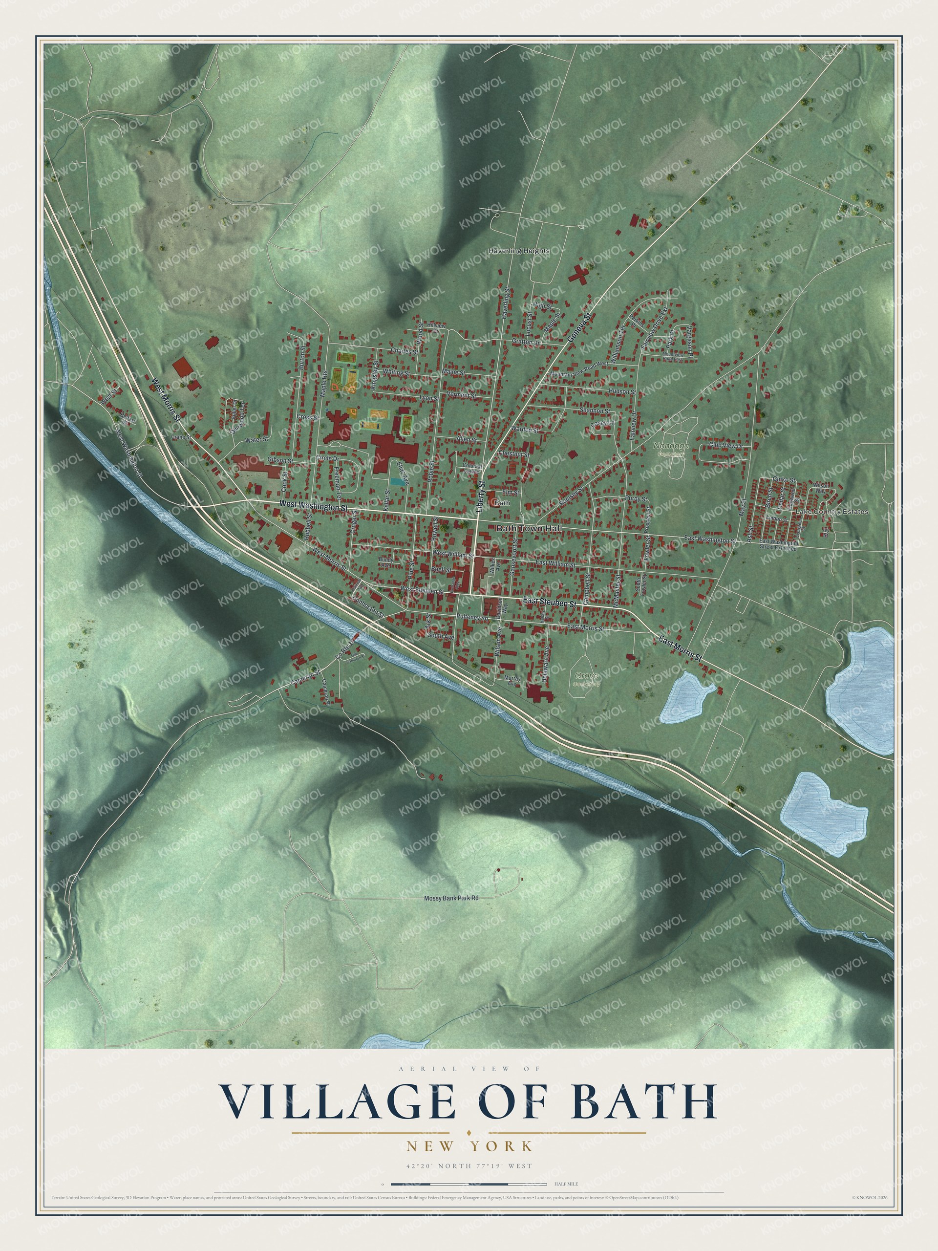 Watermarked full-map preview of Bath, New York