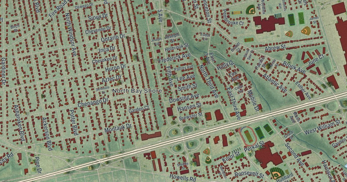 Map of Bay Shore, New York
