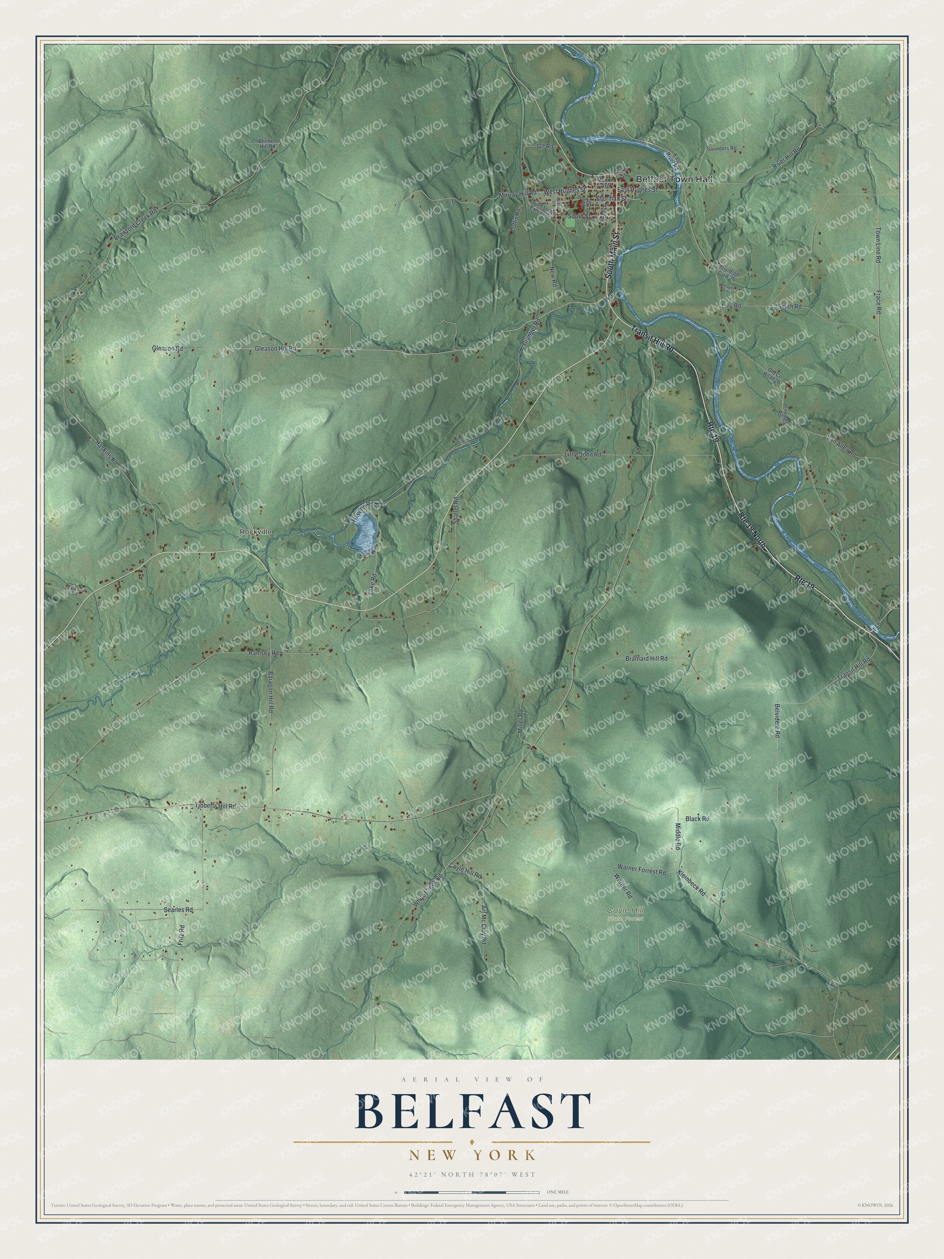 Watermarked full-map preview of Belfast, New York